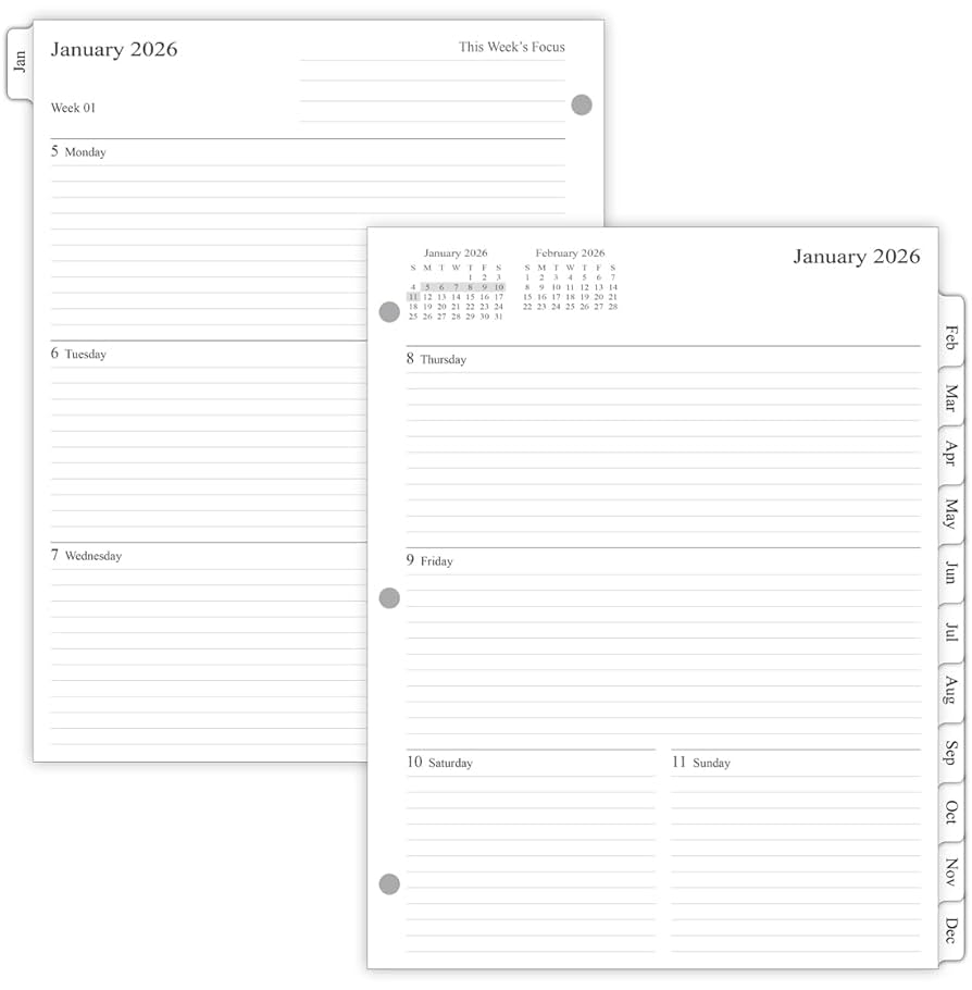 Newestor 2023 Weekly Planner Refill Folio Size With Monthly Tabs 