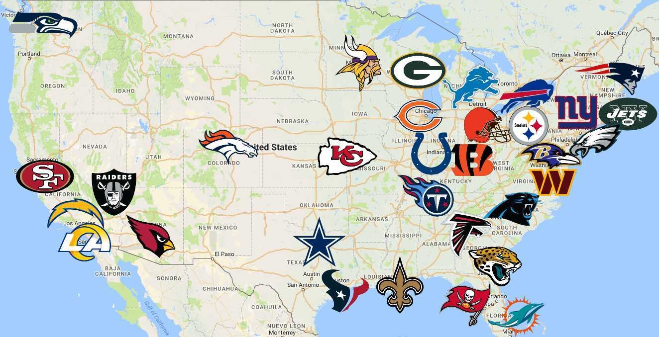 NFL Map Teams Logos Sport League Maps