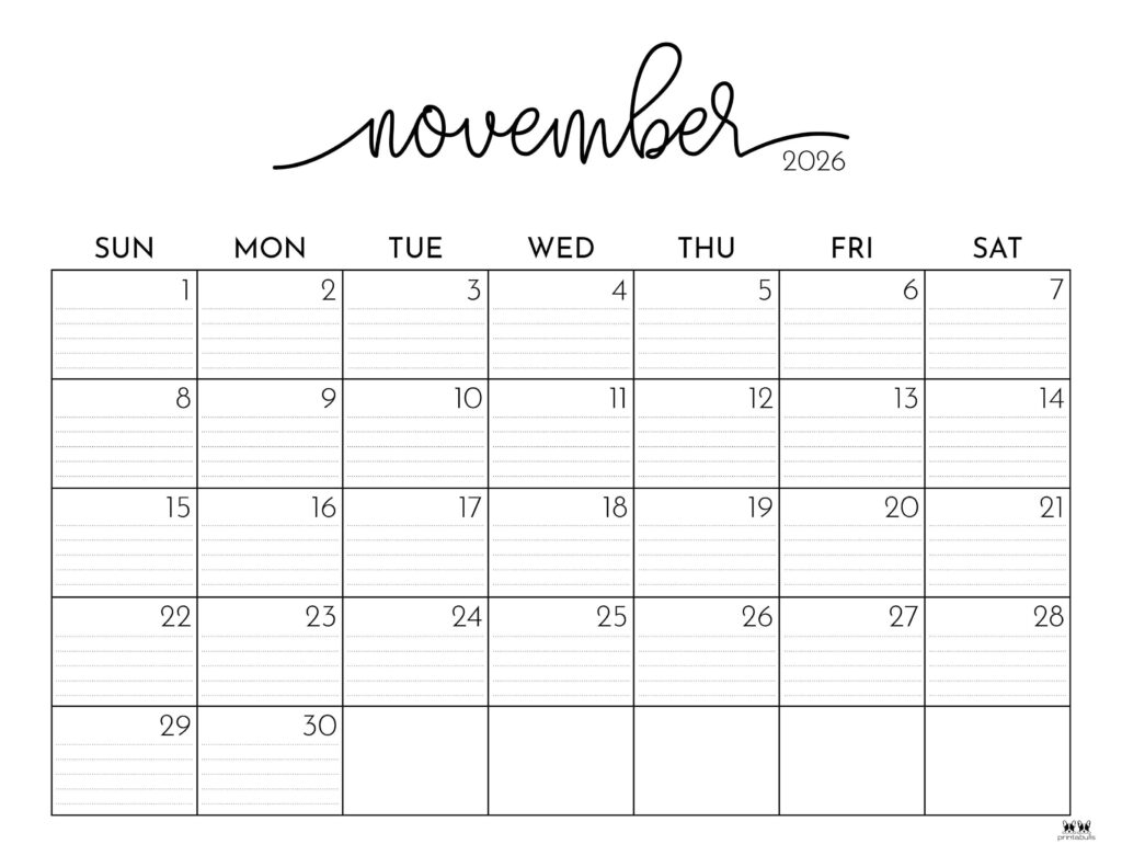 Blank Calendar Printable November 2026