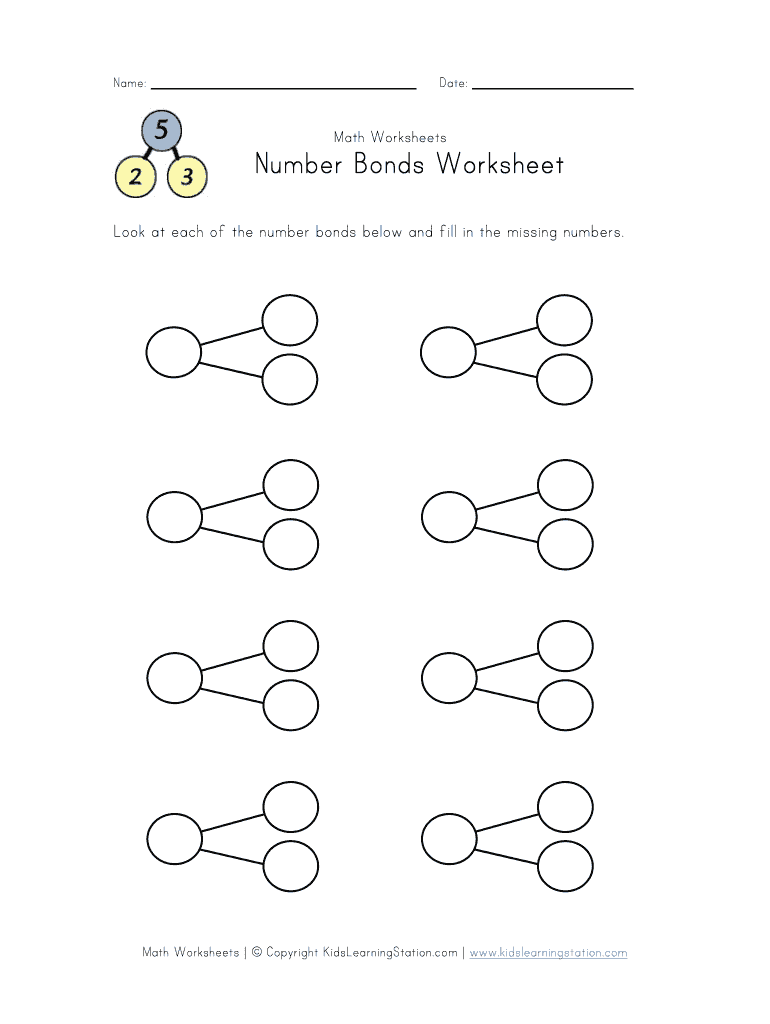 Number Bonds Printable Blank