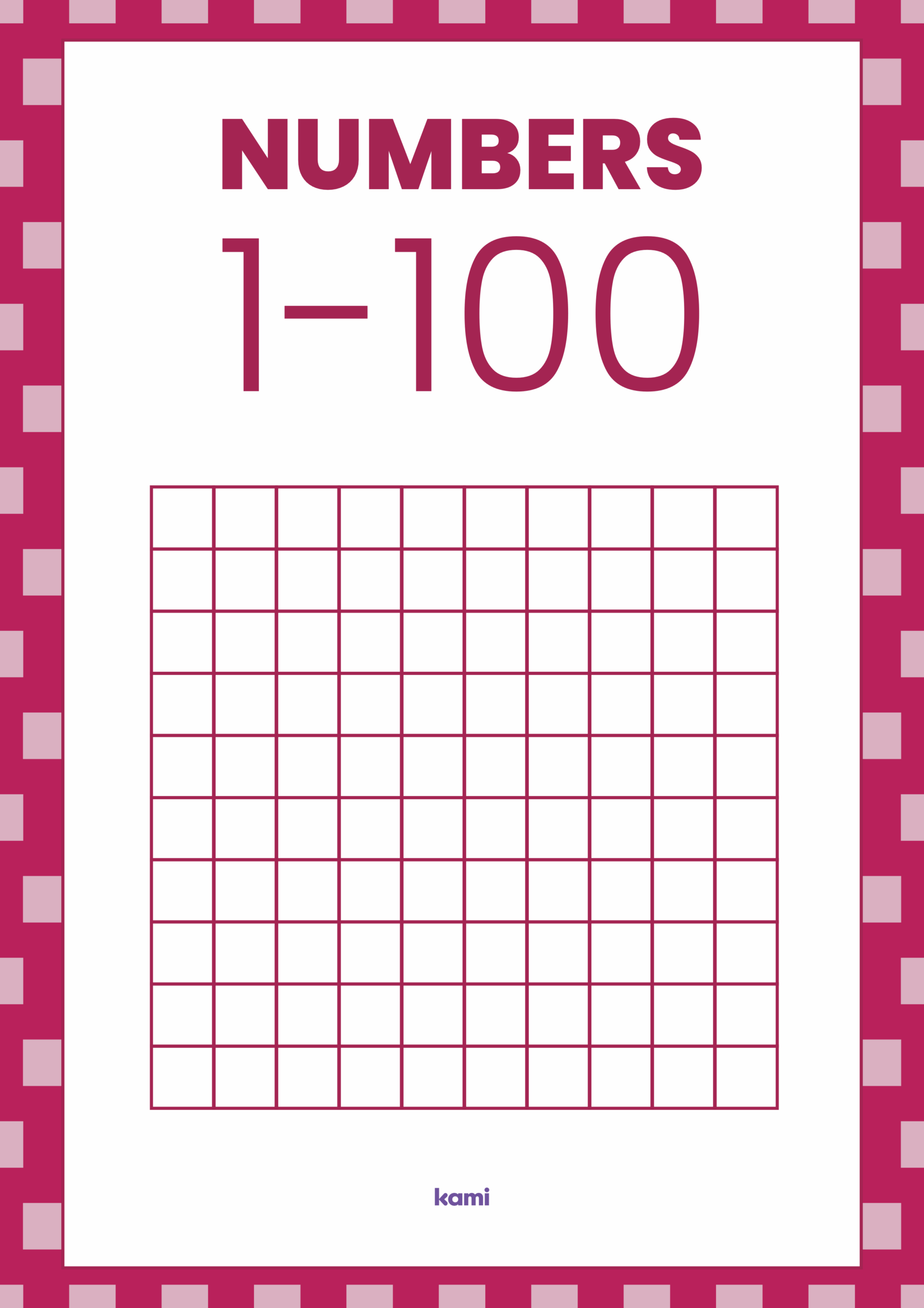 Blank Numbers Chart 1-100 Printable