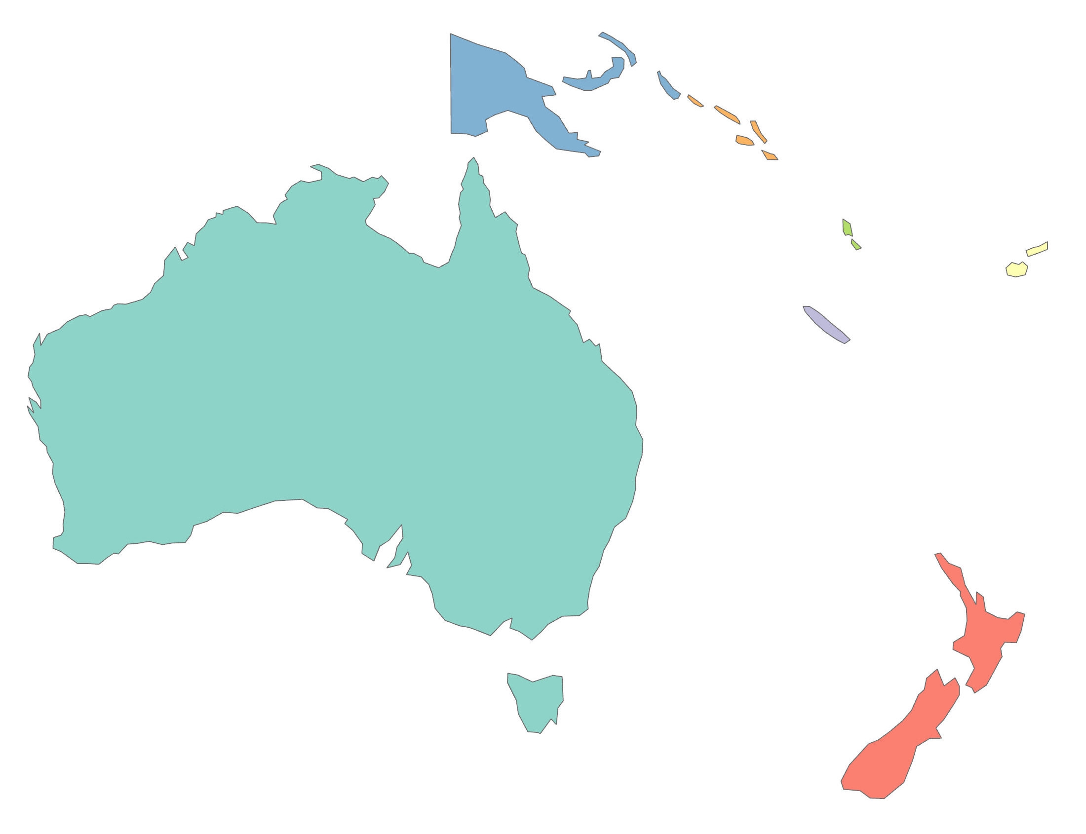 Oceania Printable Blank
