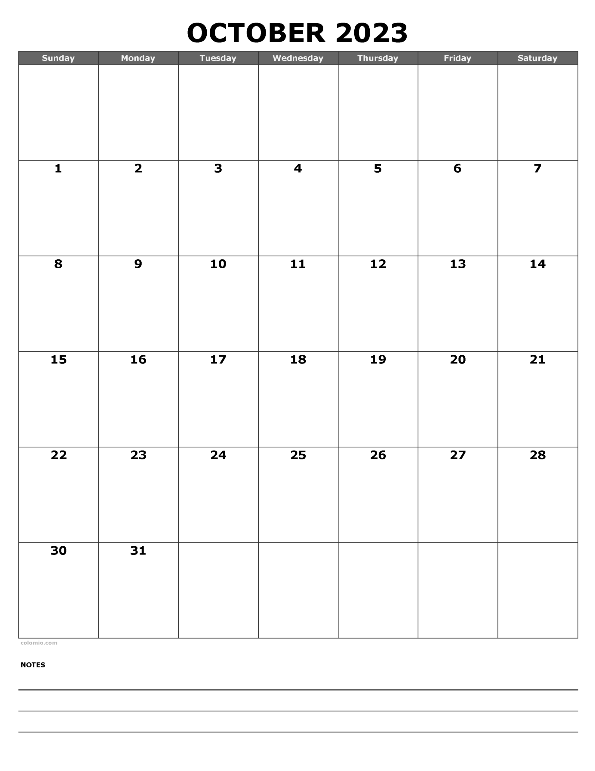 October 2025 Calendar Free Printable PDF XLS And PNG