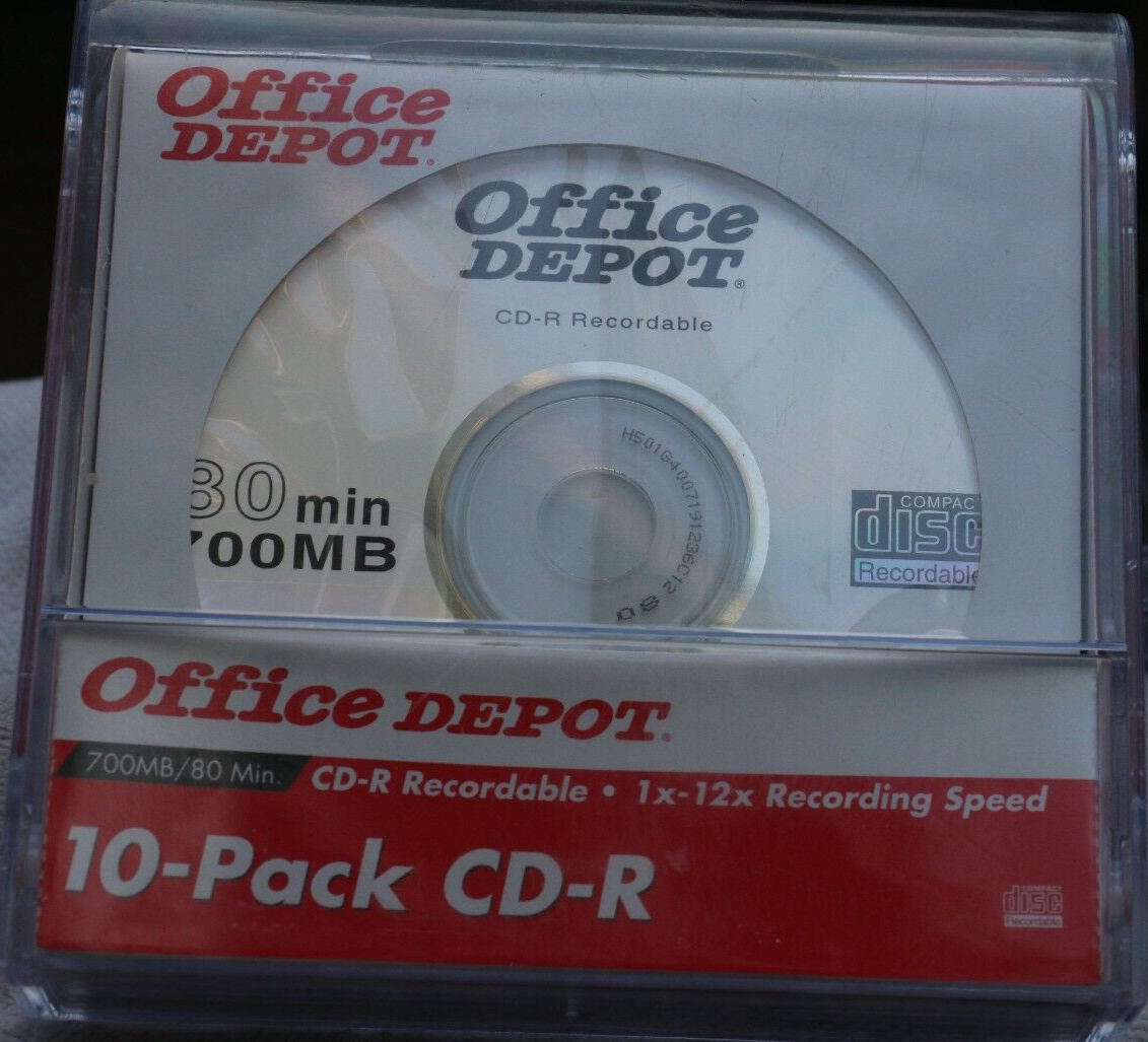 Office Depot CD R 700 MB 80 Min CDs 10 Pack Recordable 1x 16x 5 