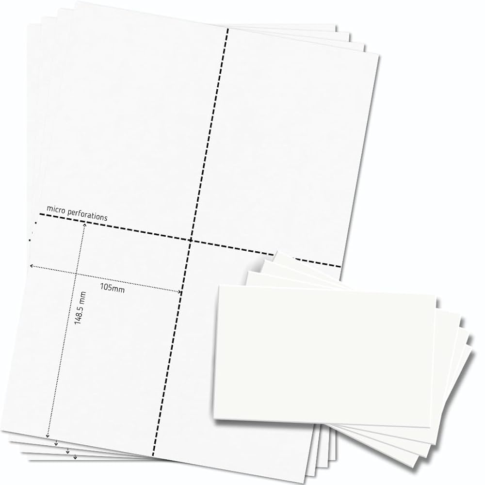 OfficeGear A6 Card Perforated Printable 105x148mm 4 Cards Per White A4 Sheet 150gsm Free Design Template 65 Sheets Pack Of 260 Amazon de 