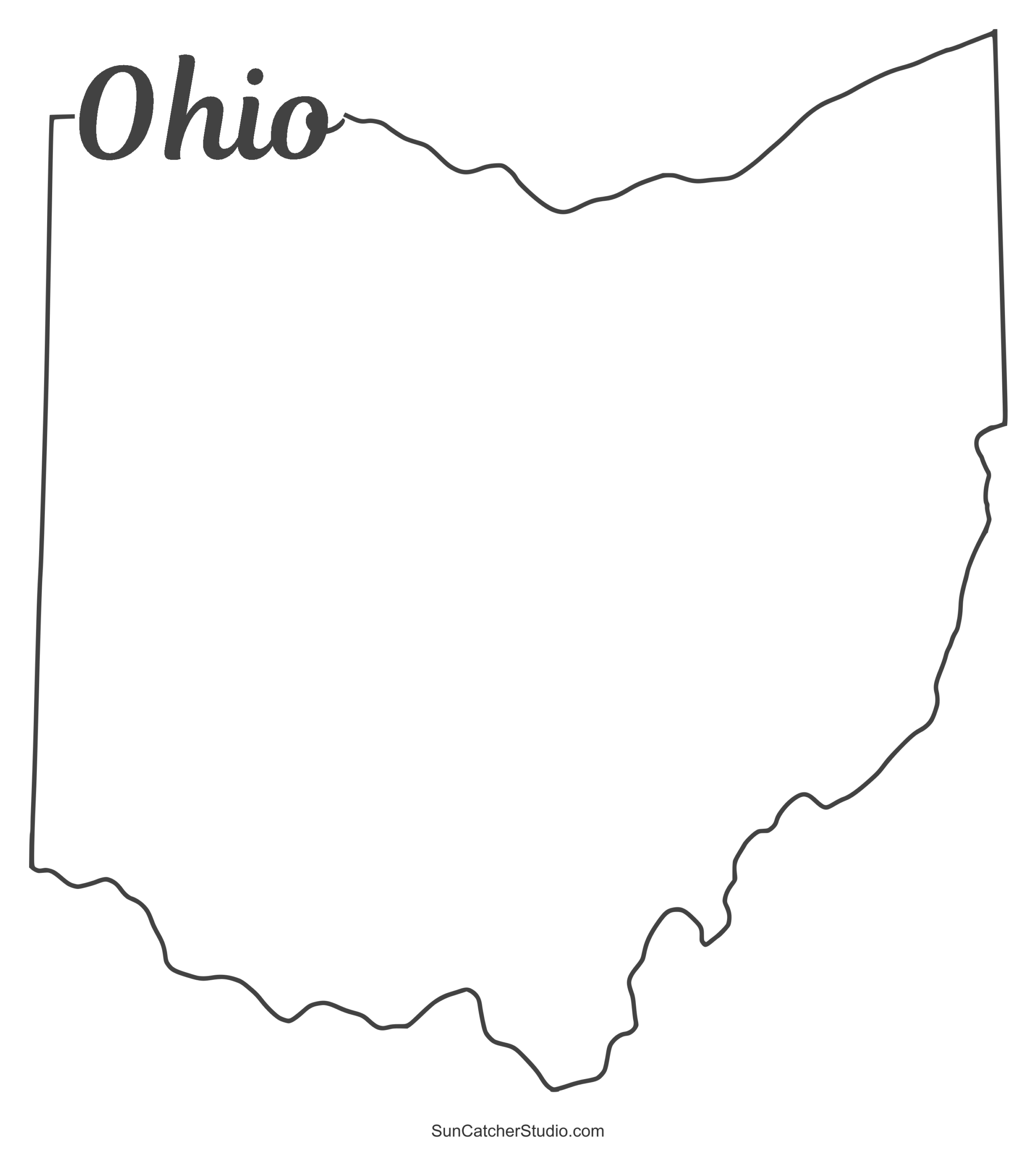 Ohio Map Outline Printable State Shape Stencil Pattern 