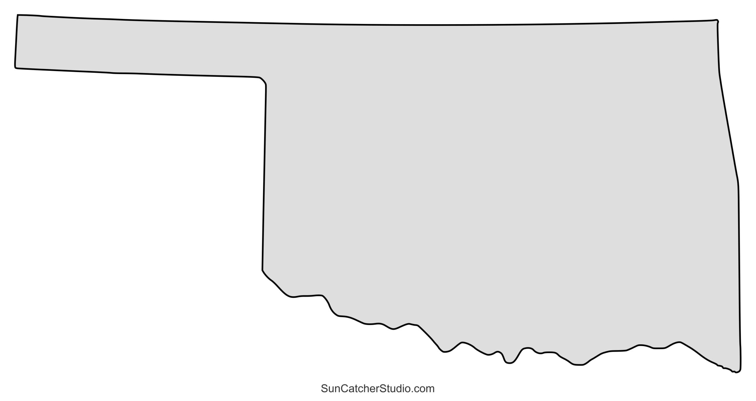 Oklahoma Map Outline Printable State Shape Stencil Pattern 