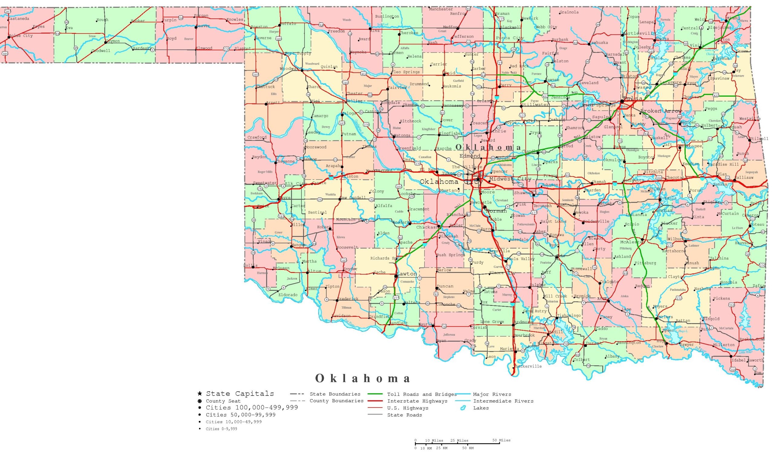 Printable Blank Oklahoma Map