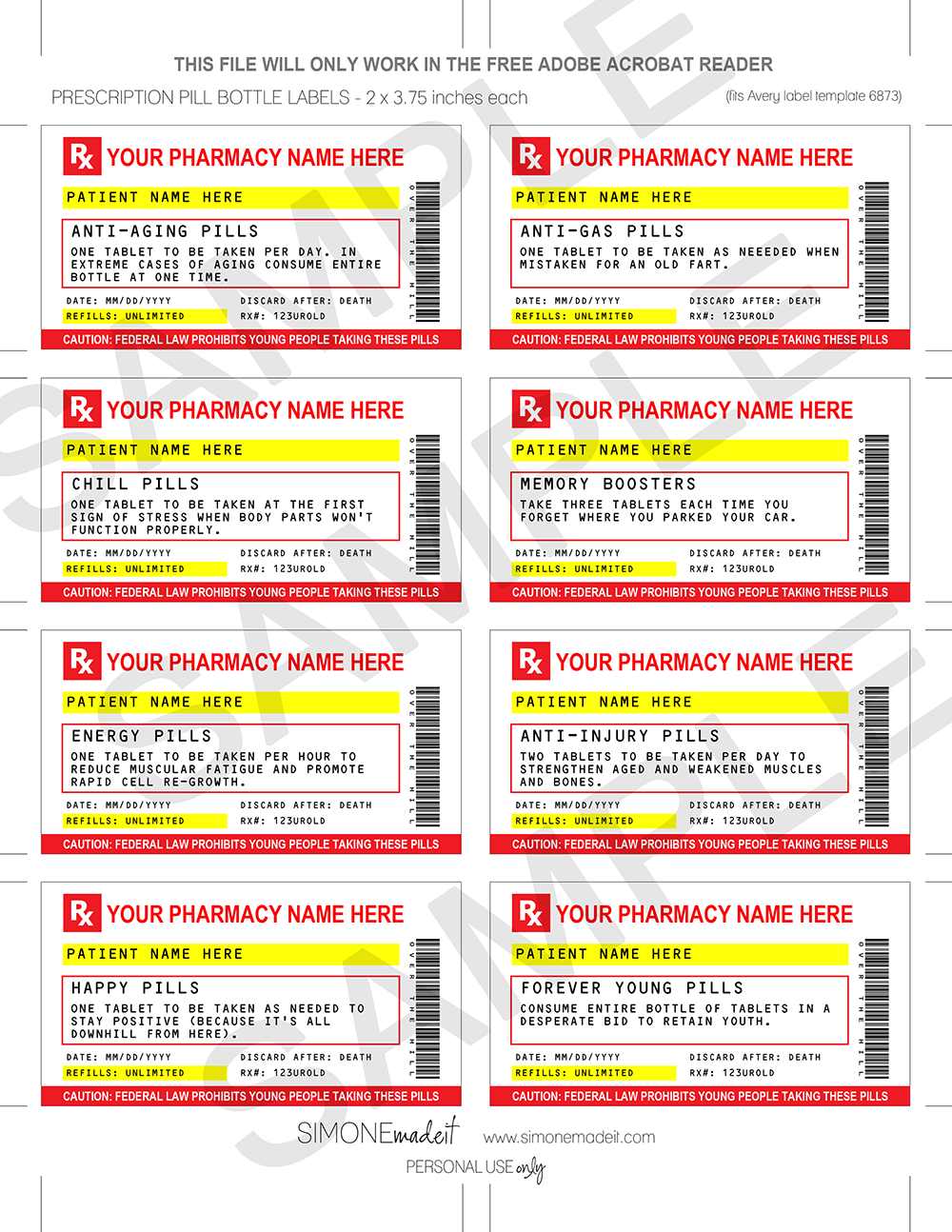 Fake Blank Prescription Bottle Printable