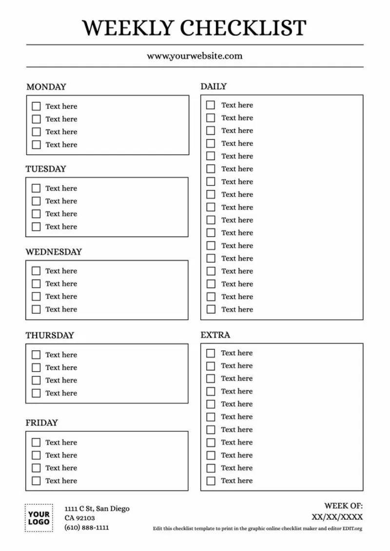 Blank Checklist Printable Customizable