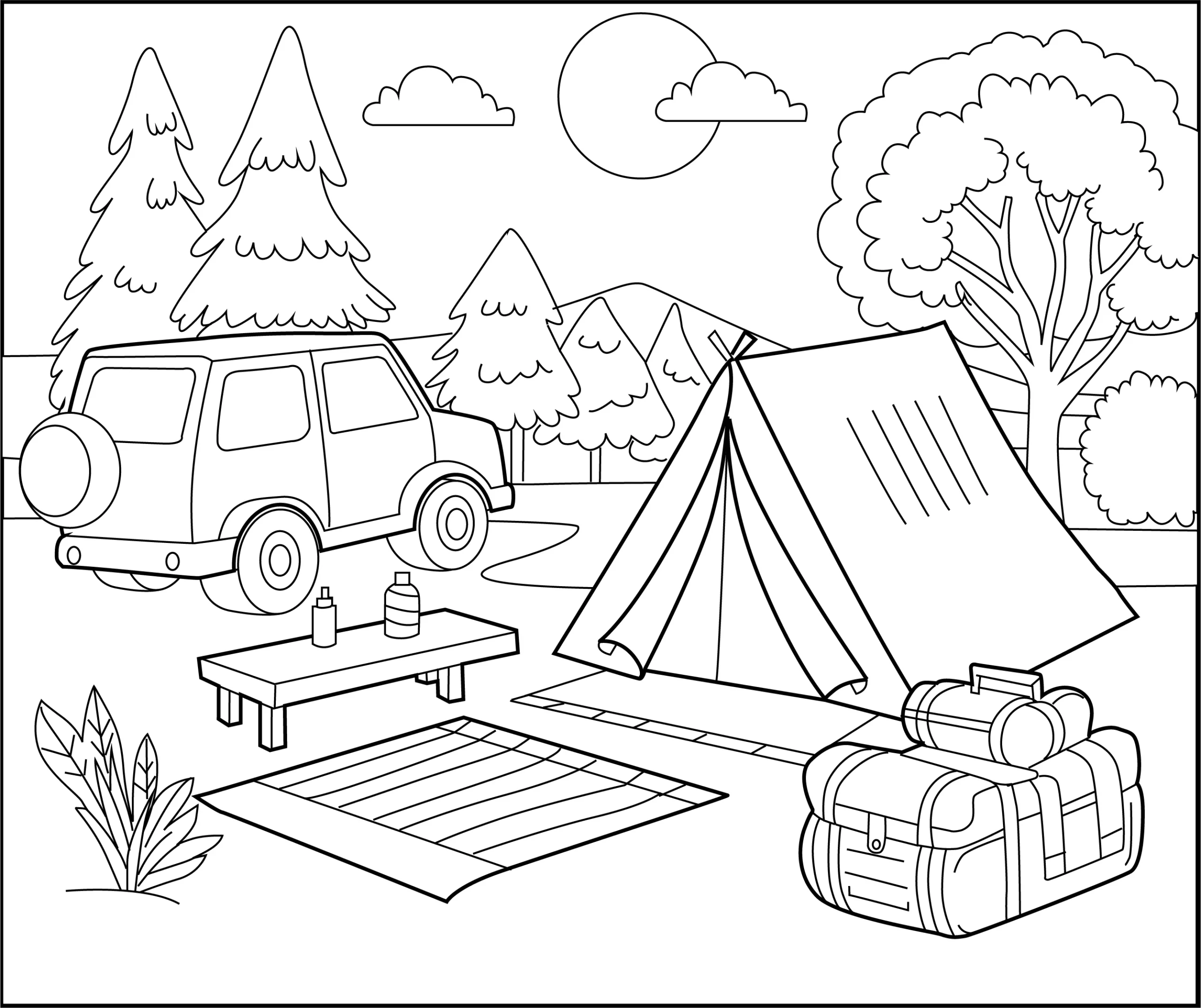 Outdoor Camping Coloring Page Free Printable PDF For Kids