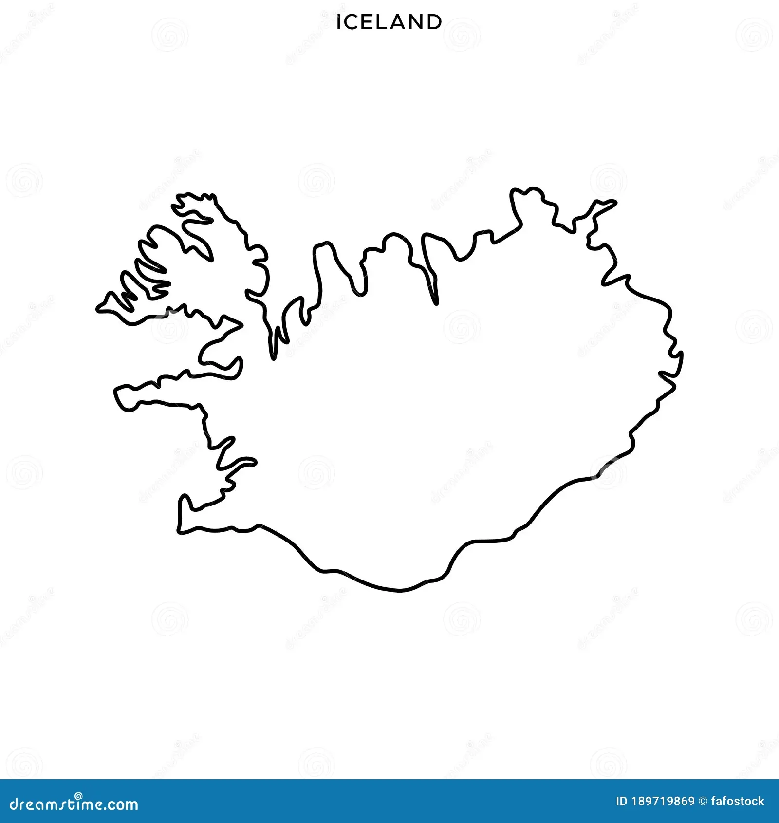Outline Map Of Iceland Vector Design Template Editable Stroke 
