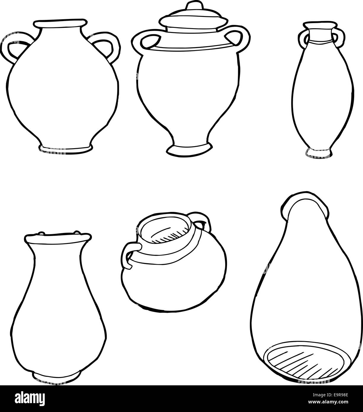 Outlined Drawings Of Ancient Greek Amphora Vases Stock Photo Alamy