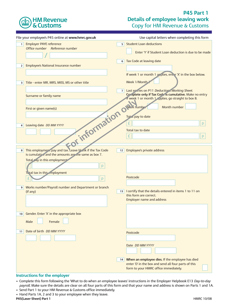 P45 Template Word Fill Out amp Sign Online DocHub