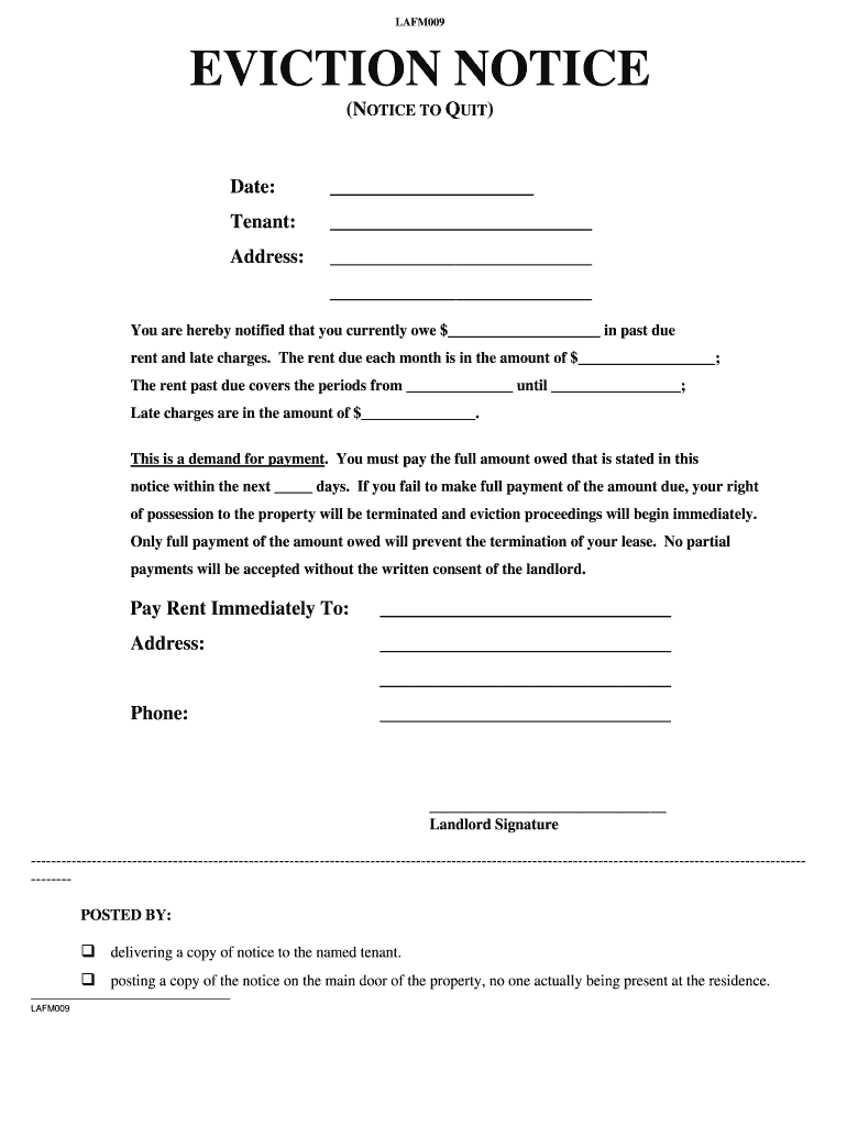 Blank Printable Eviction Notice