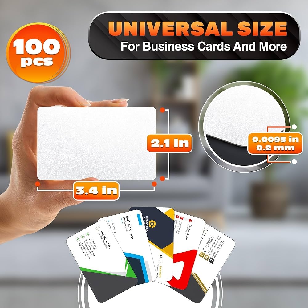 Pack Of 100 Metal Business Card Blanks Printable Business Cards Sublimation Blank Name Cards White Business Cards Personalised For Promotional 