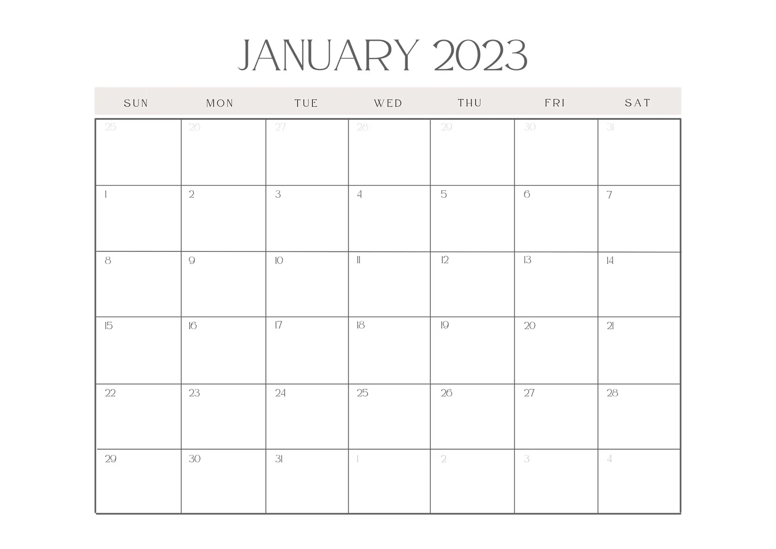 Custom Printable Blank Calendar