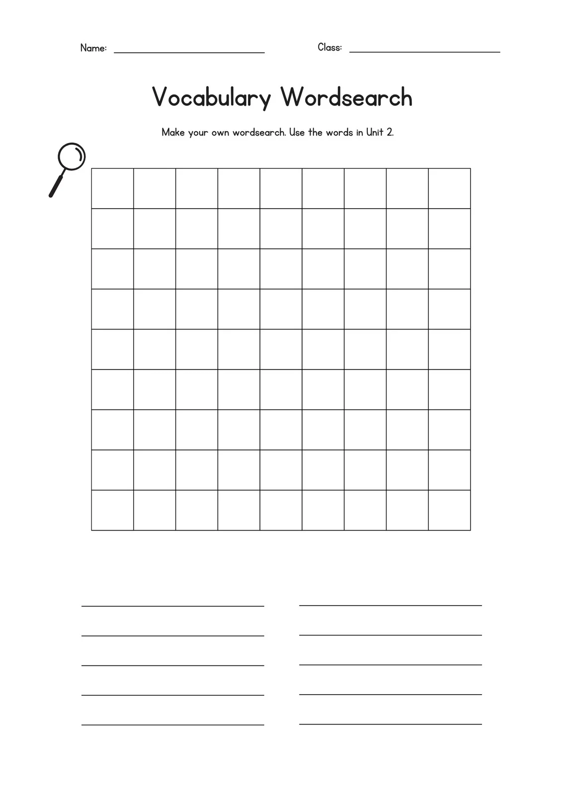 Blank Printable Word Search Grid