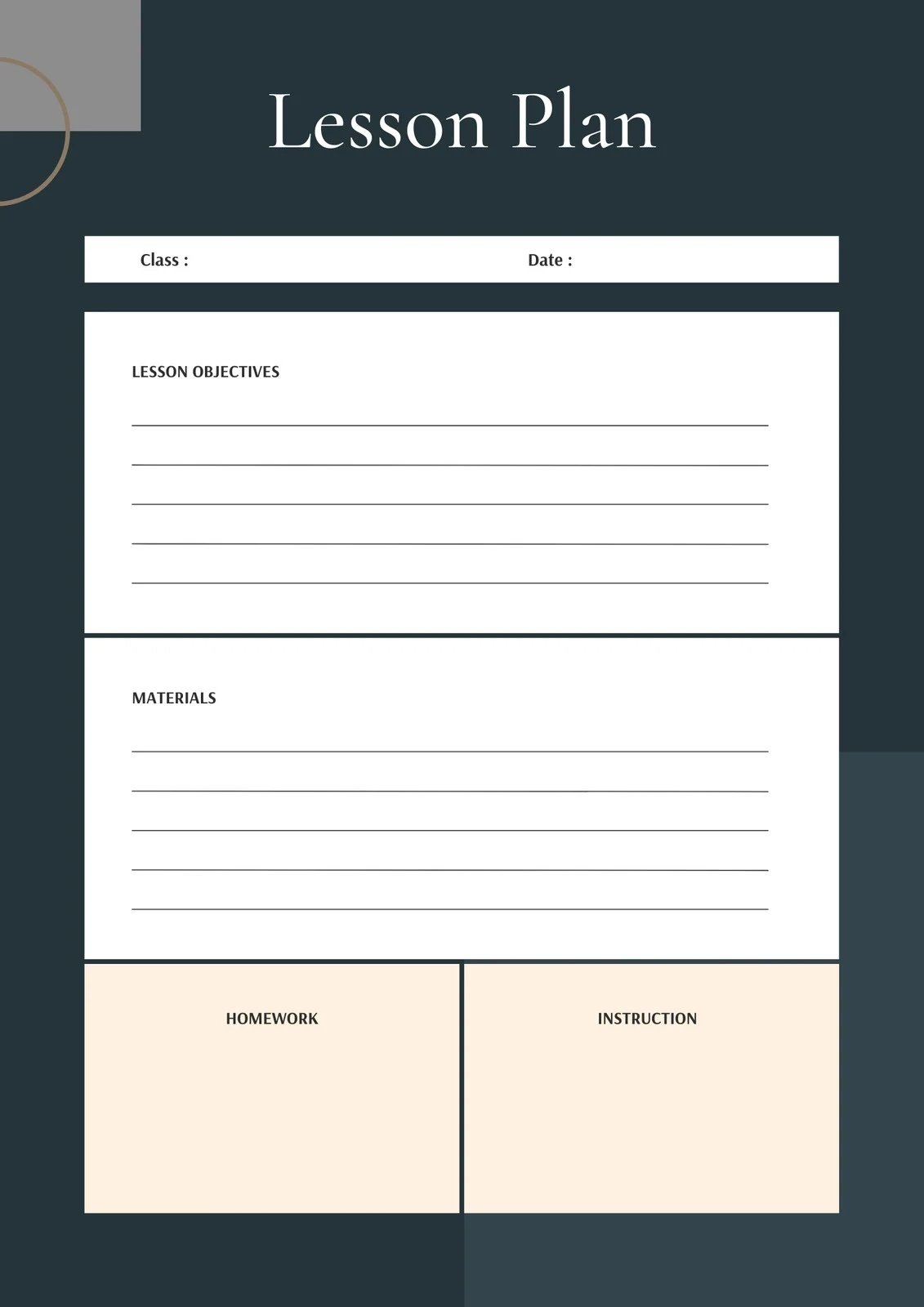 Printable Blank Lesson Plans