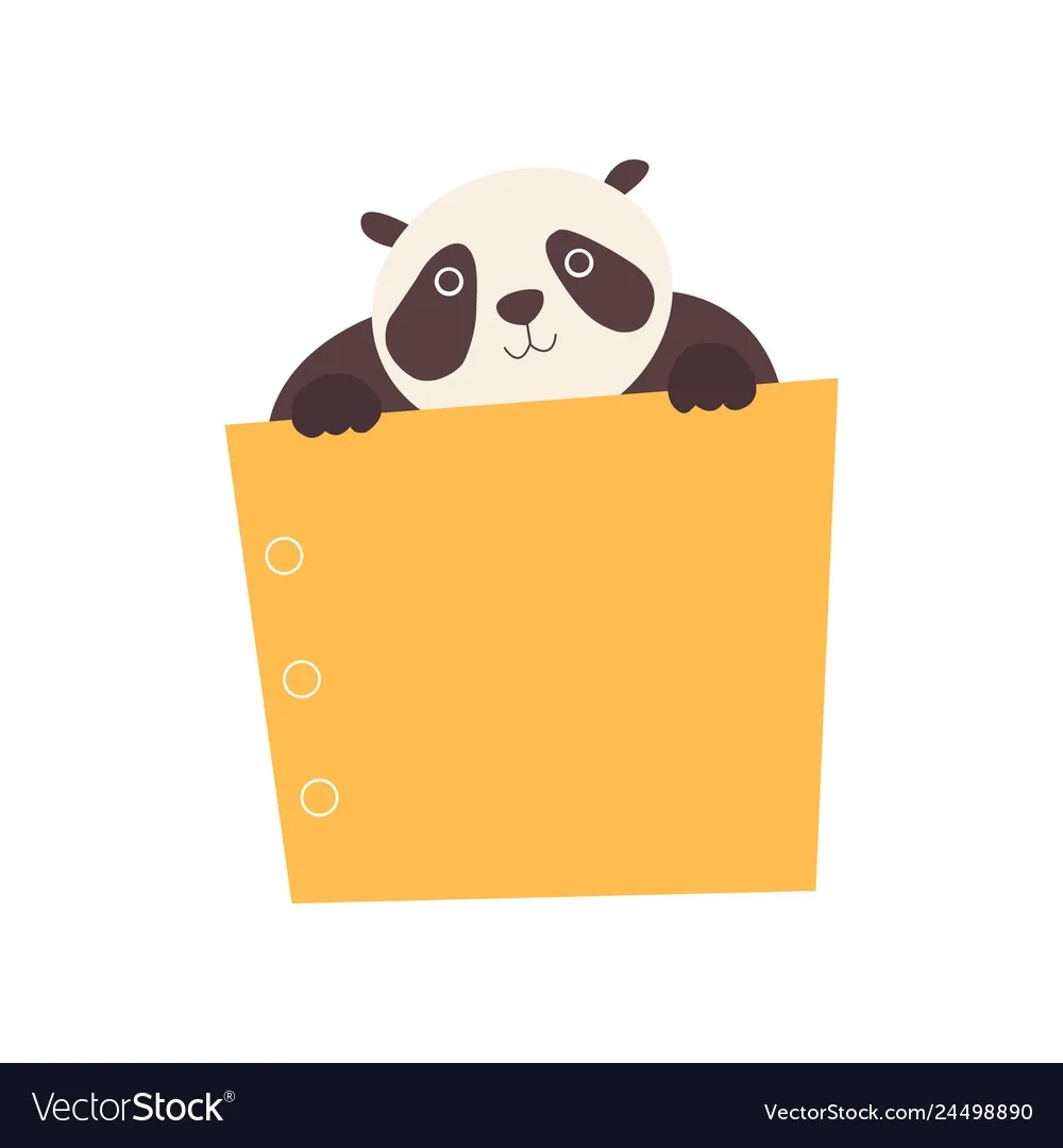 Panda Bear Holding Yellow Empty Banner Cute Vector Image