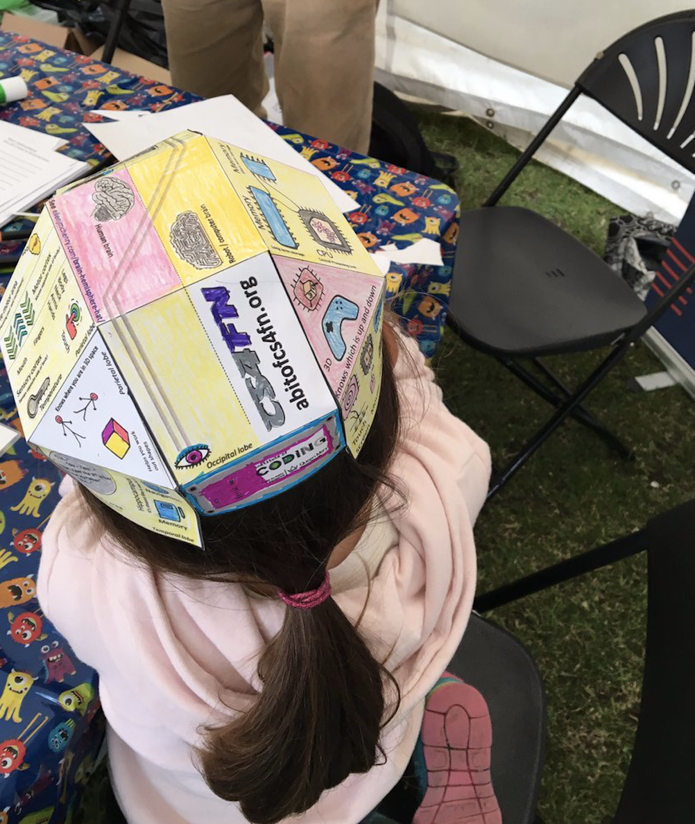Paper Brain hatagon Cyborg Hat Half Human Brain Half Computer 