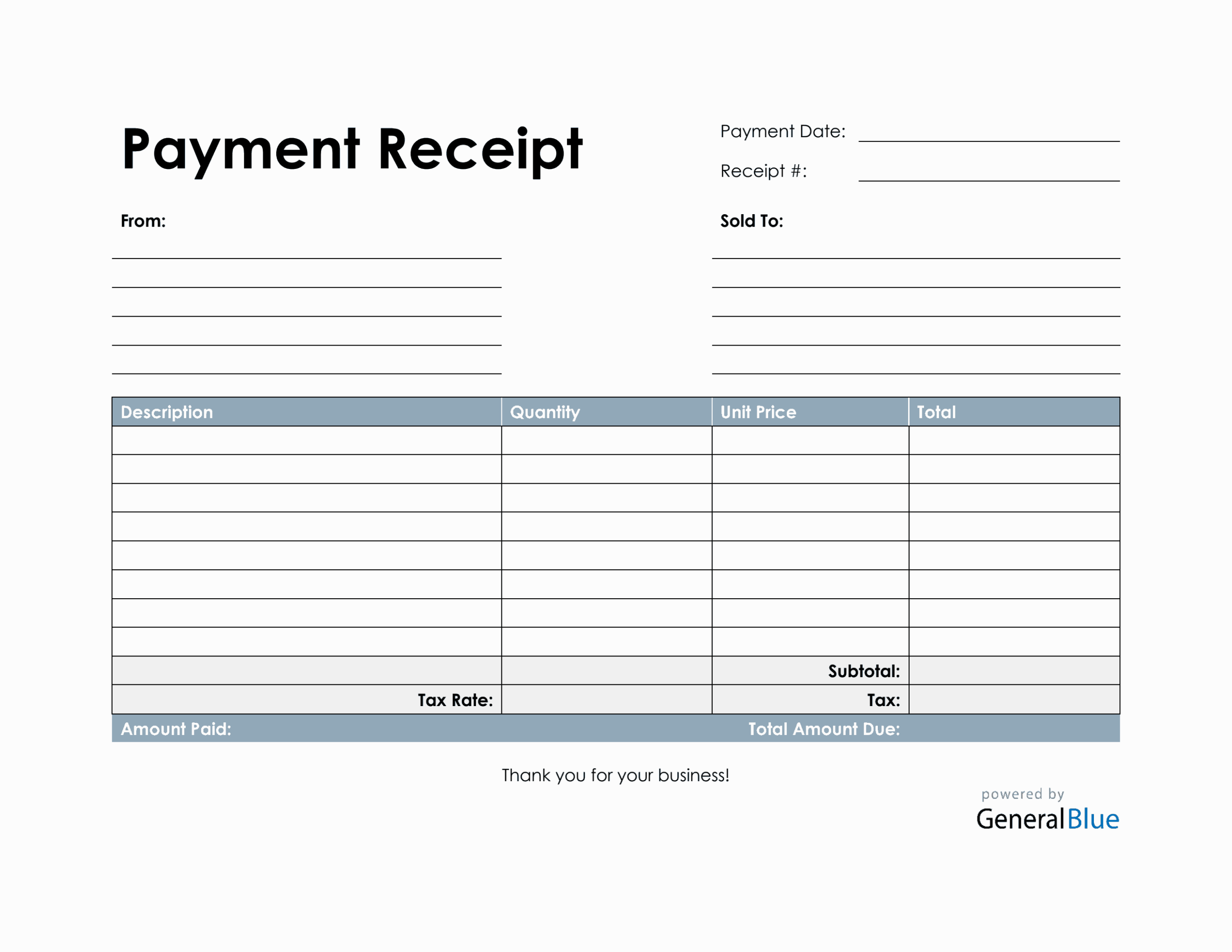 Payment Receipt Template In PDF Basic 