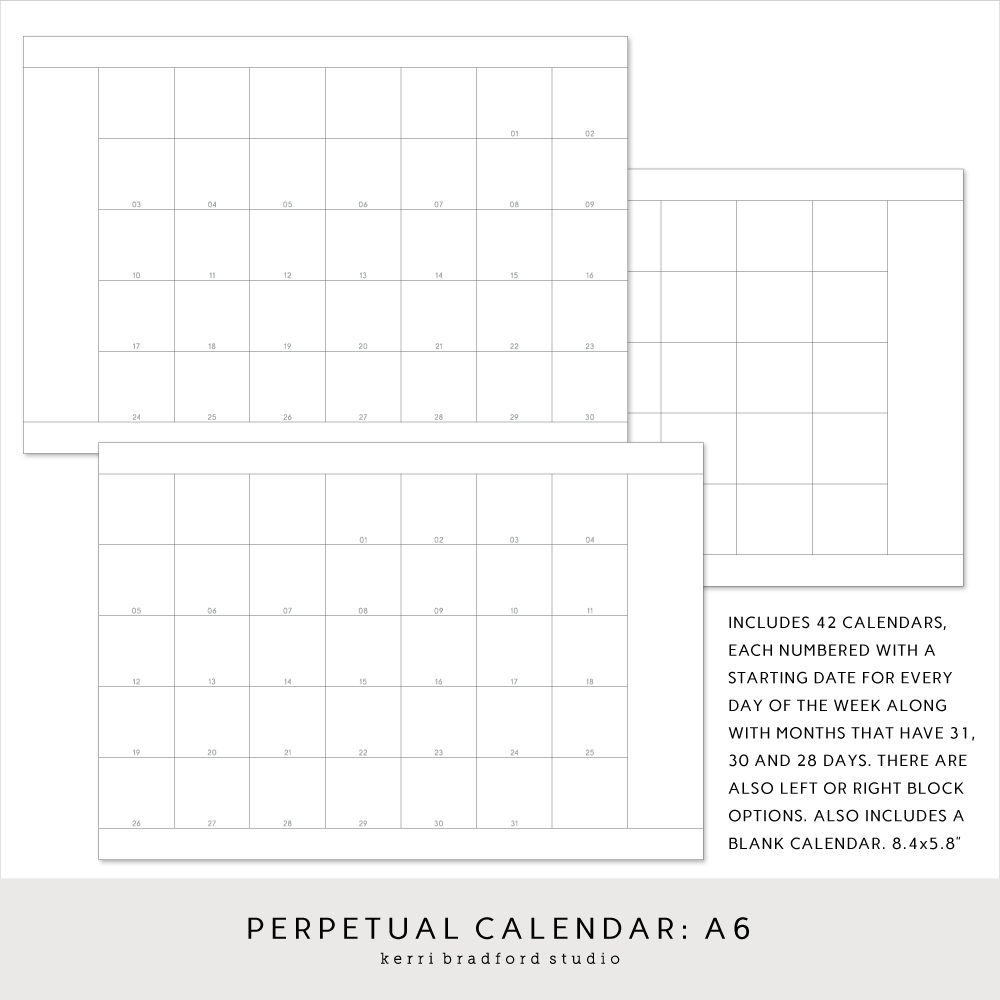 Blank Perpetual Calendar Printable