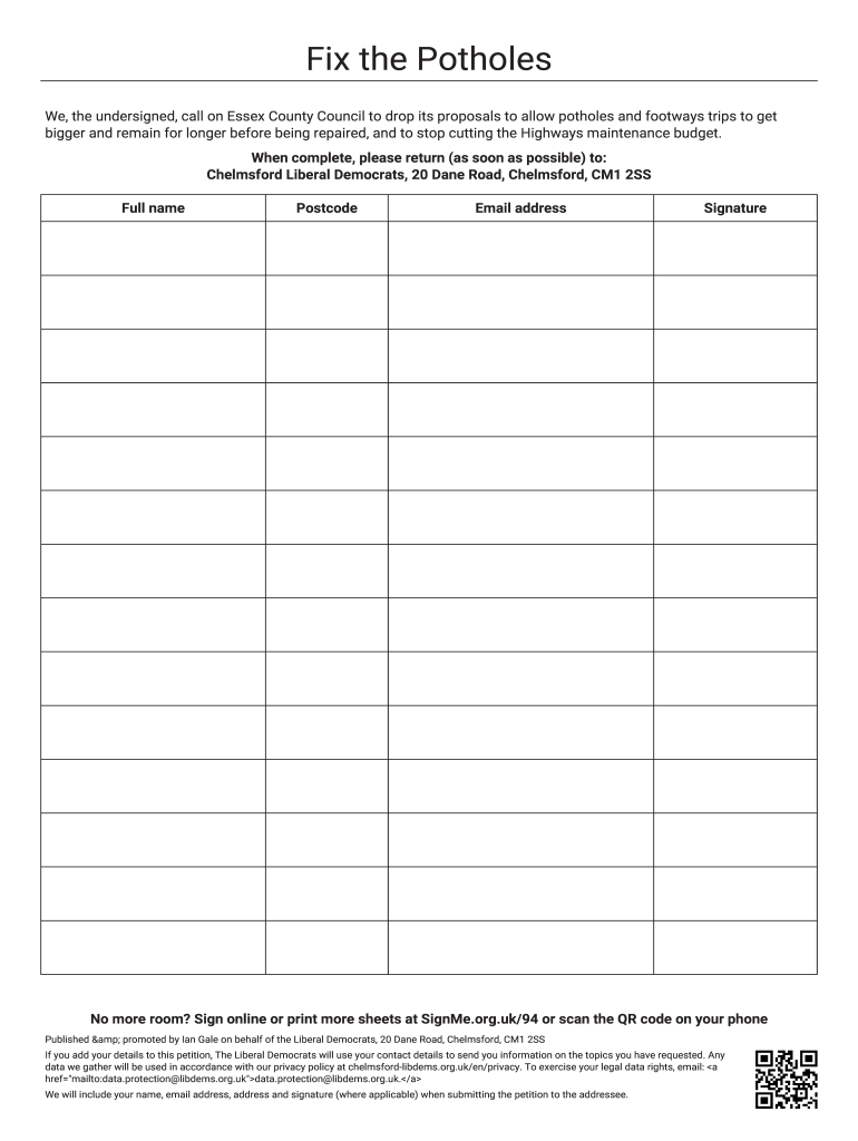 Free Printable Blank Petitions