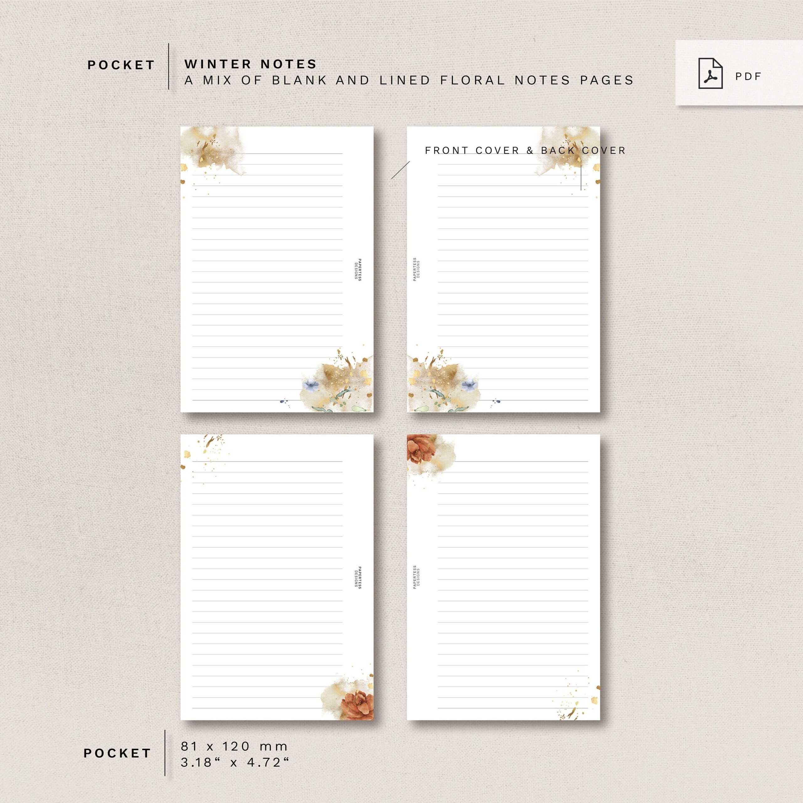 POCKET Winter Notes A Mix Of Blank And Lined Floral Notes 
