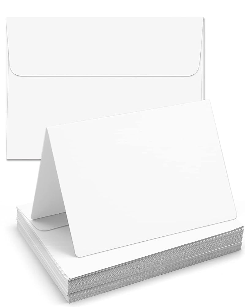 Poever Blank Cards And Envelopes 60 Pack 5 X 7 Folded Card With 