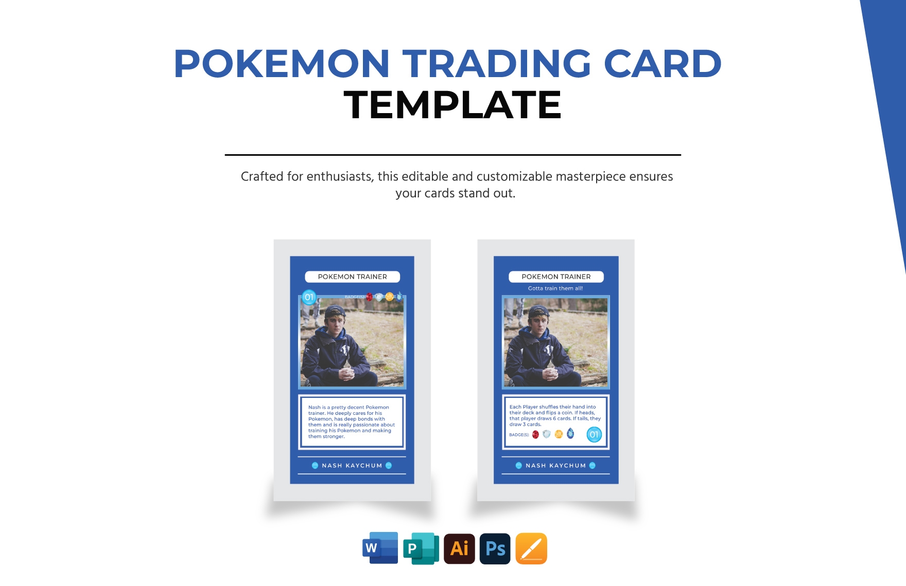 Pokemon Trading Card Template In Word Pages Illustrator 