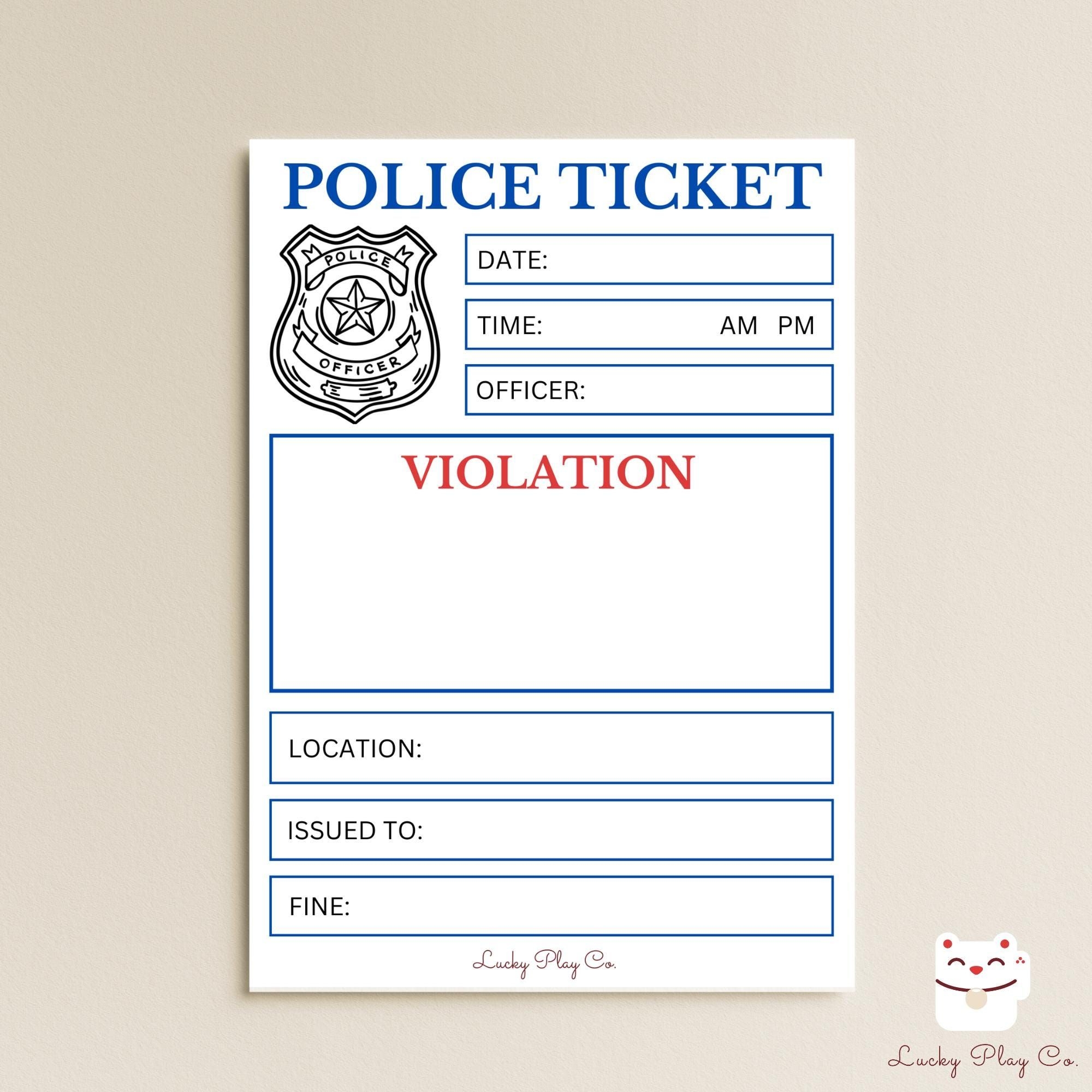 Police Tickets Printable Shop On Pinterest