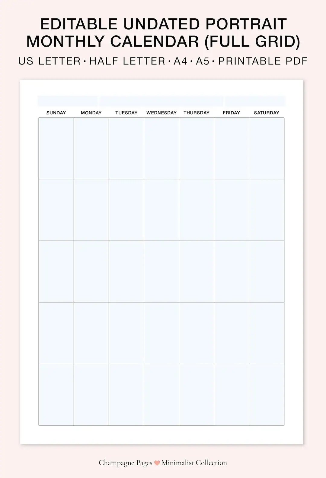 Printable Calendar Grid Blank