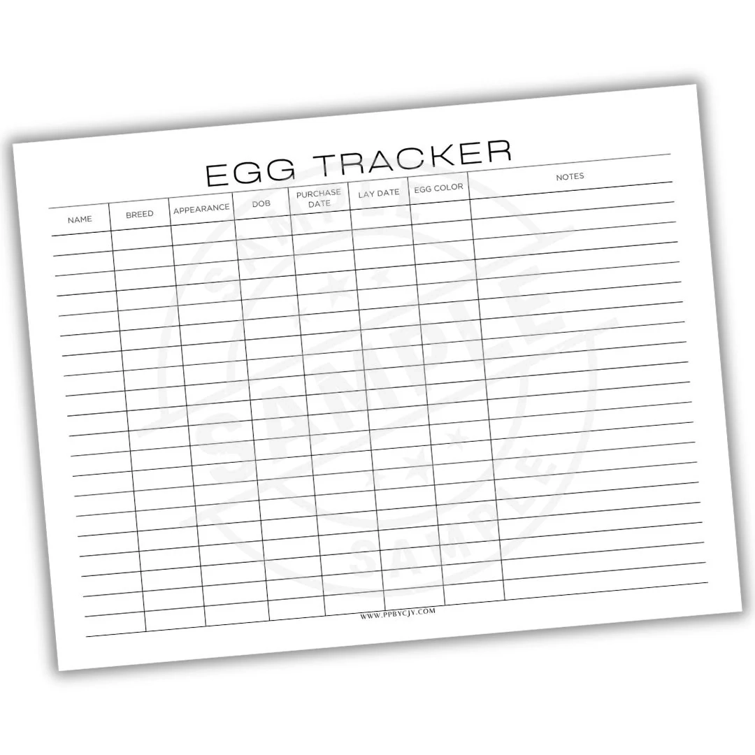 Poultry Egg Tracker Printable PDF Daily Egg Count amp Quality Log 