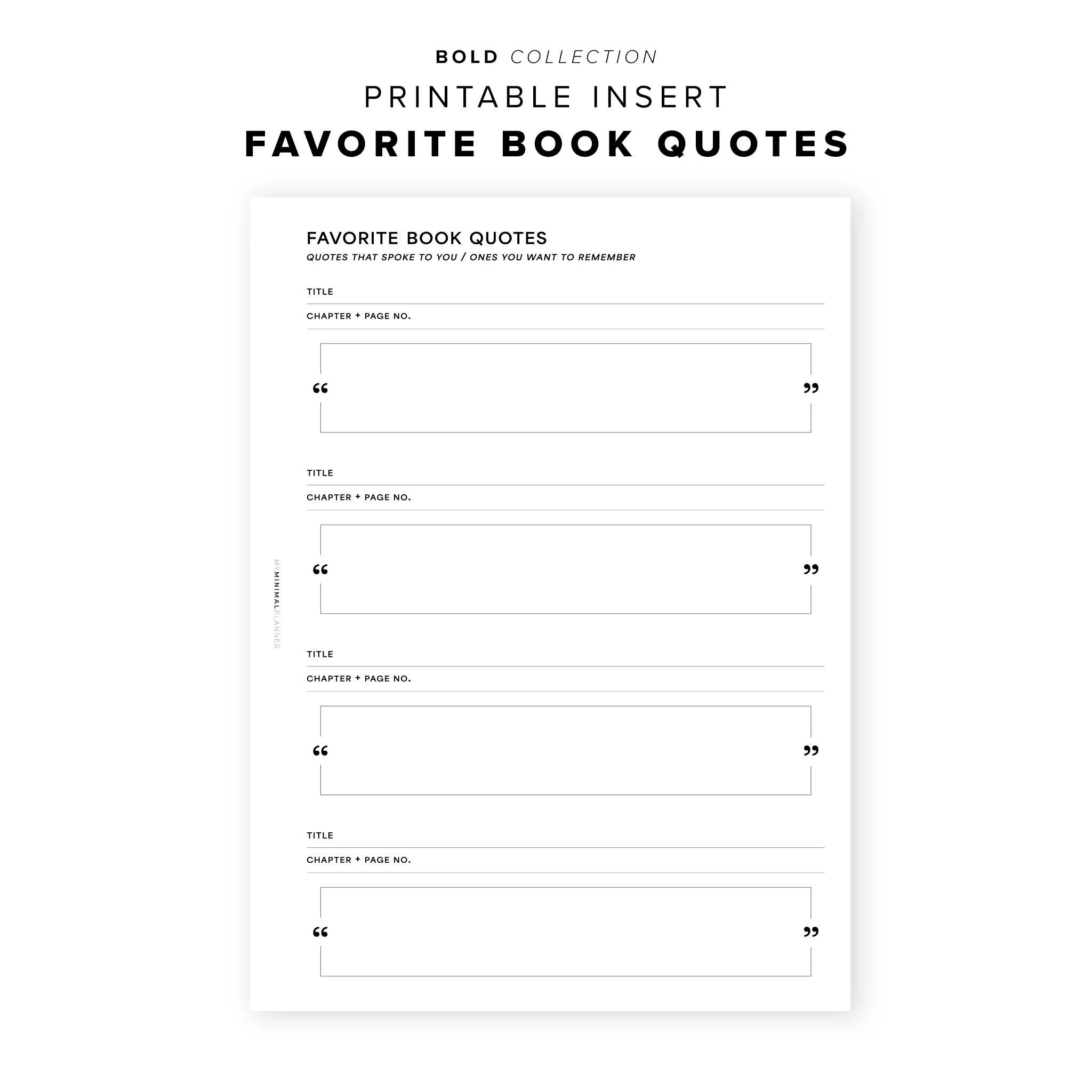 PR221 Fave Book Quotes Printable Insert