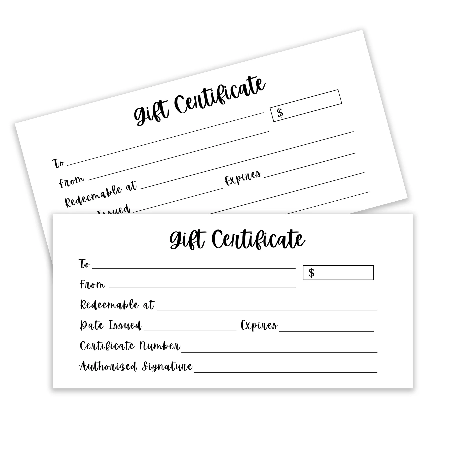 Pre Printed Gift Certificates On Discount Card Stock For Business 