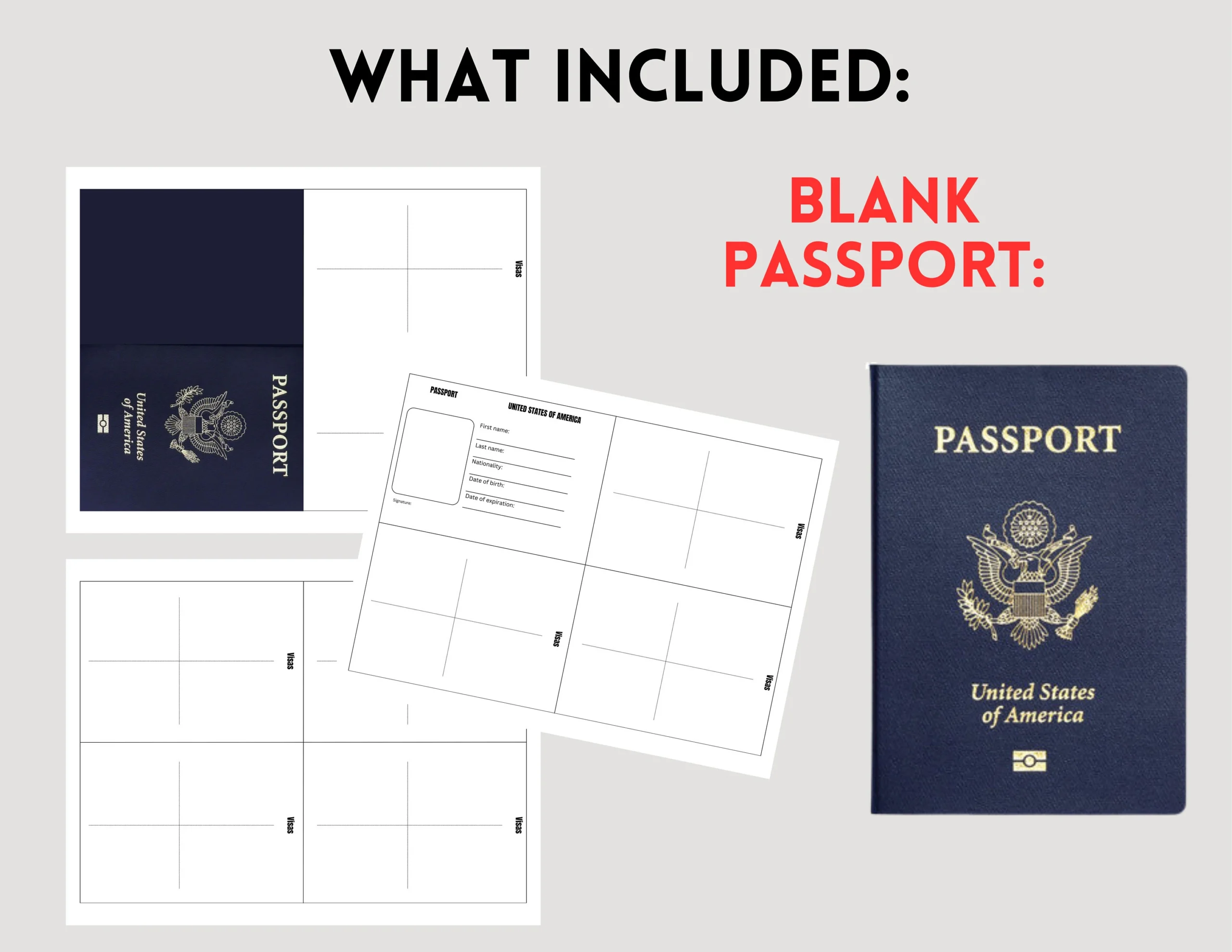 Pretend Play Travel Druckbare US Passport F r Kinder 