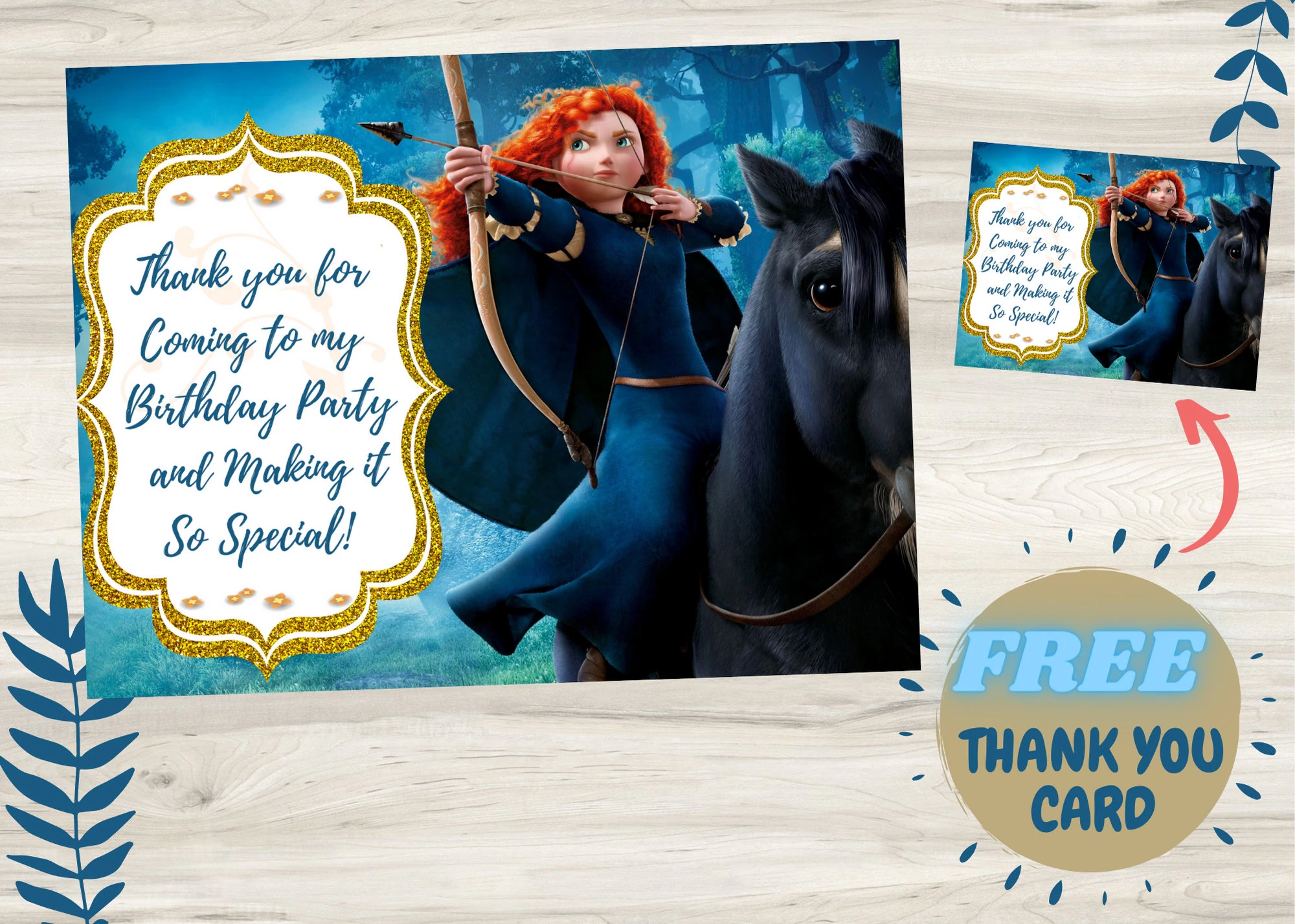 Princess Merida BRAVE BIRTHDAY Merida Editable Party Invitation 