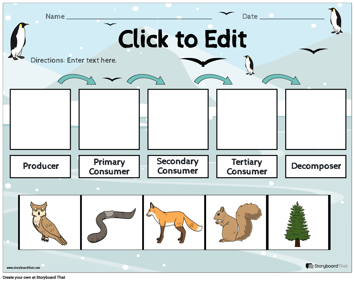 Print ready Food Web Handout With Arctic Forest Design