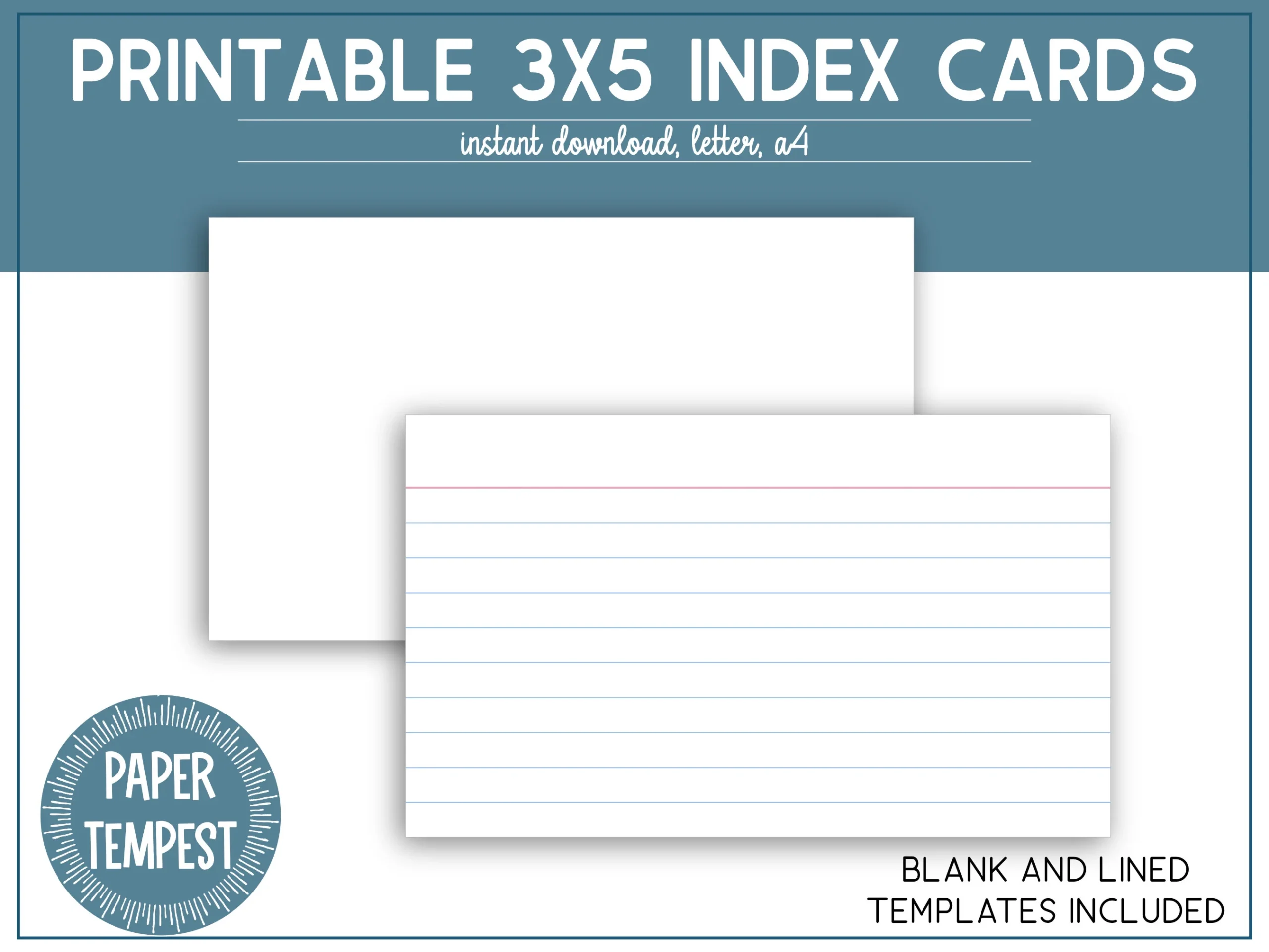 Printable 3x5 Index Cards Printable Lined Index Cards Unruled 