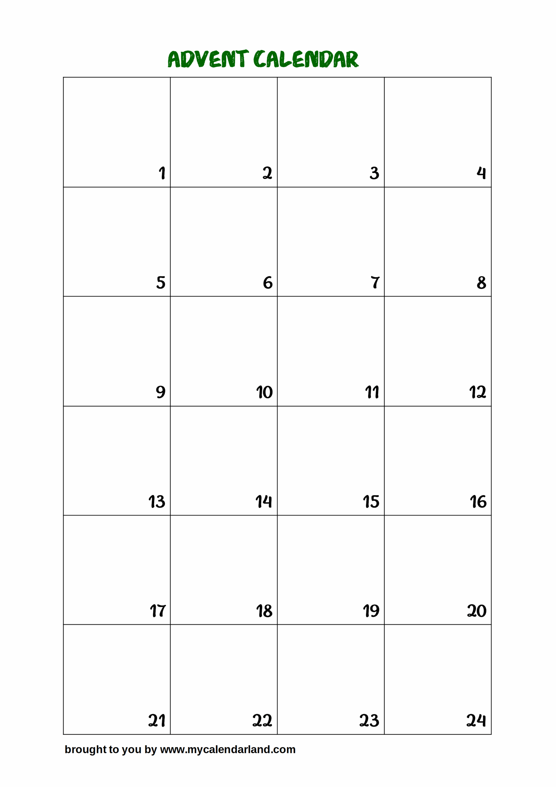 Printable Advent Calendars My Calendar Land