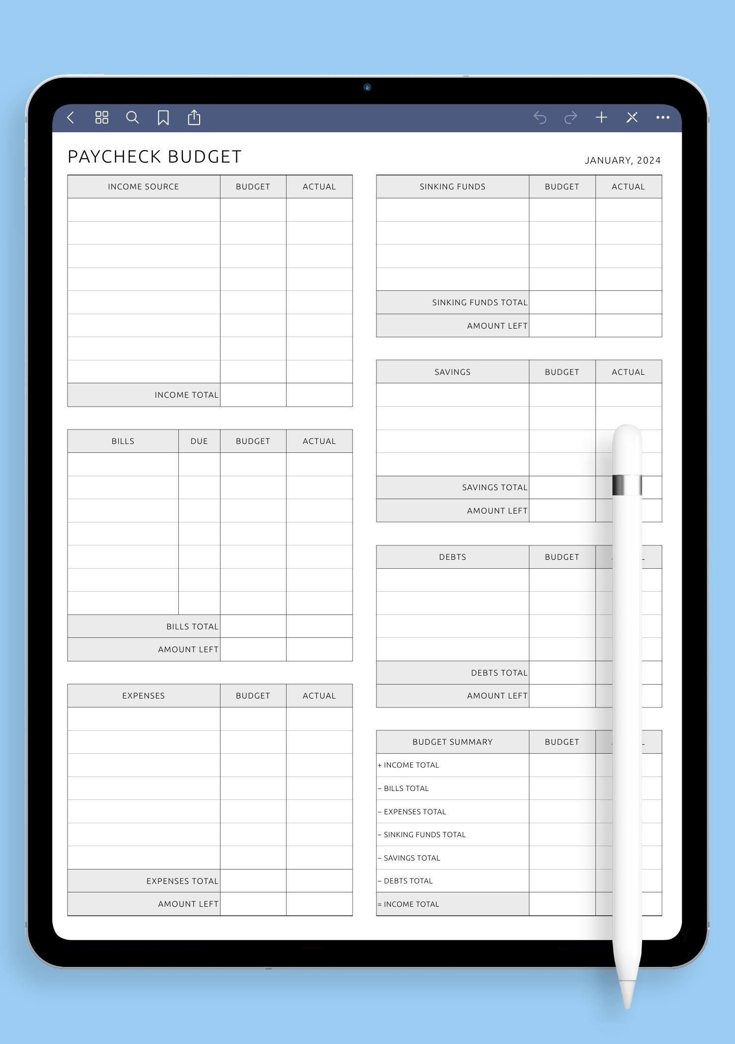 Blank Printable Paycheck Spreadsheet Templates