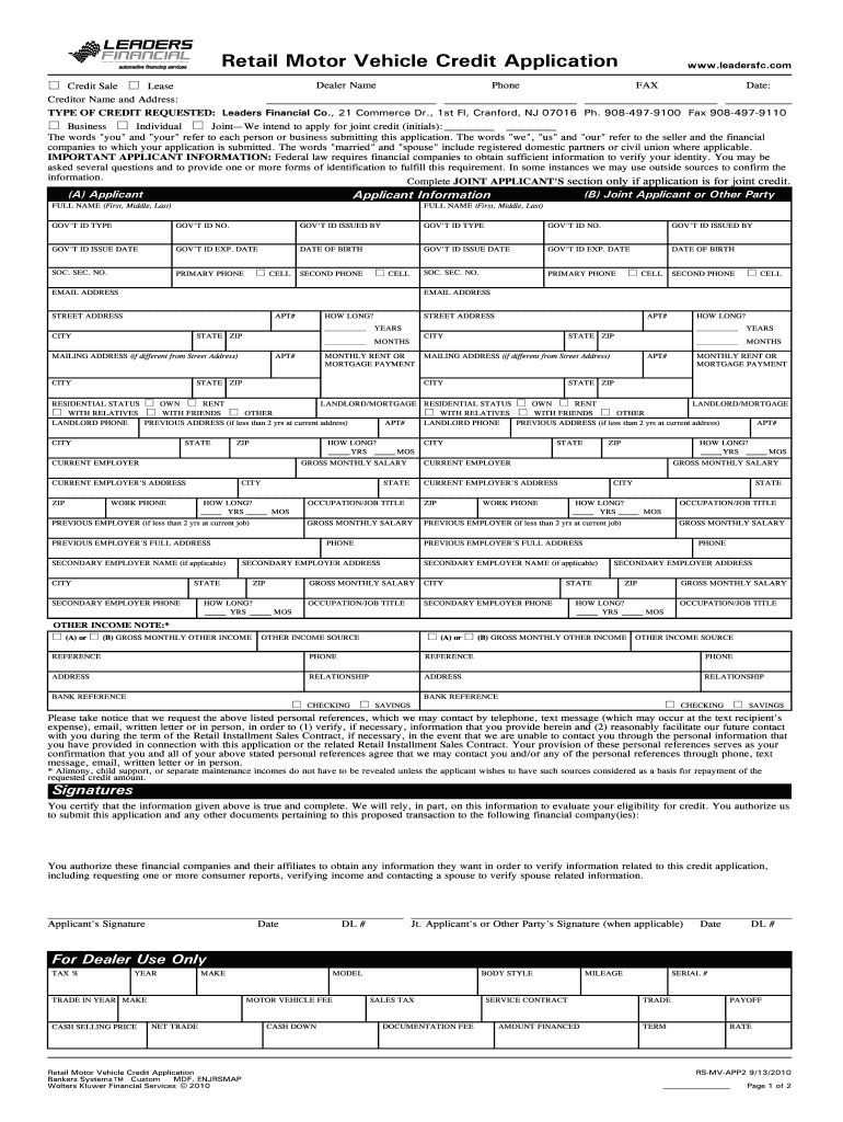Printable Auto Credit Application Pdf Fill Out amp Sign Online DocHub