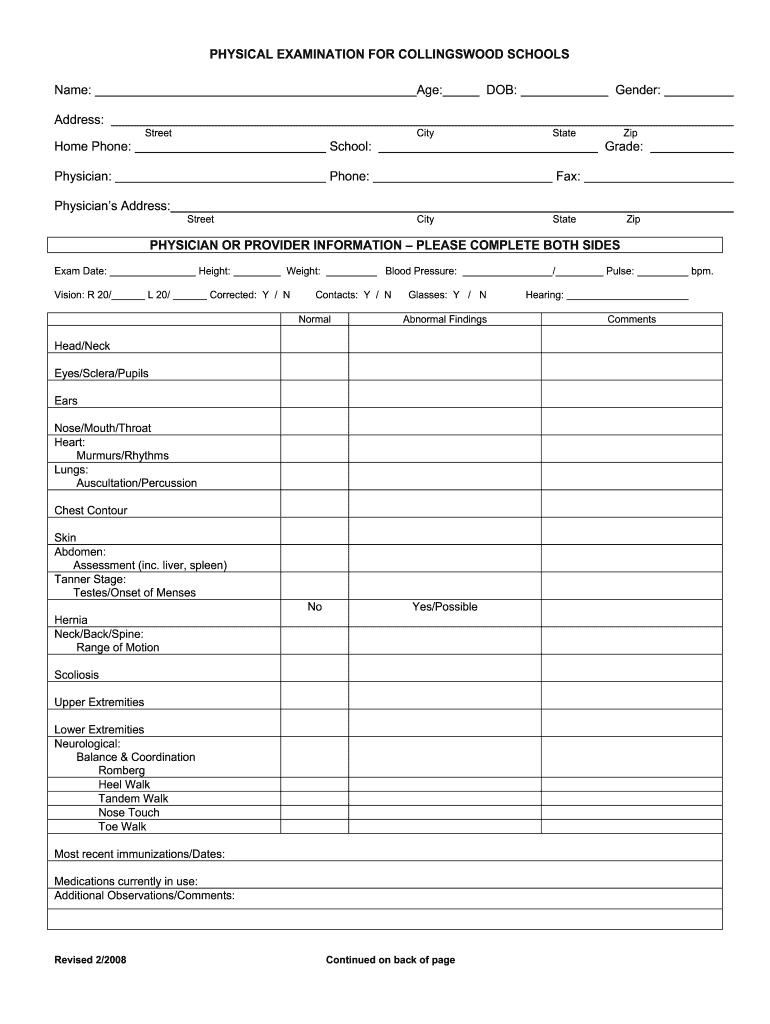 Printable Basic Physical Exam Form Pdf Fill Out amp Sign Online 