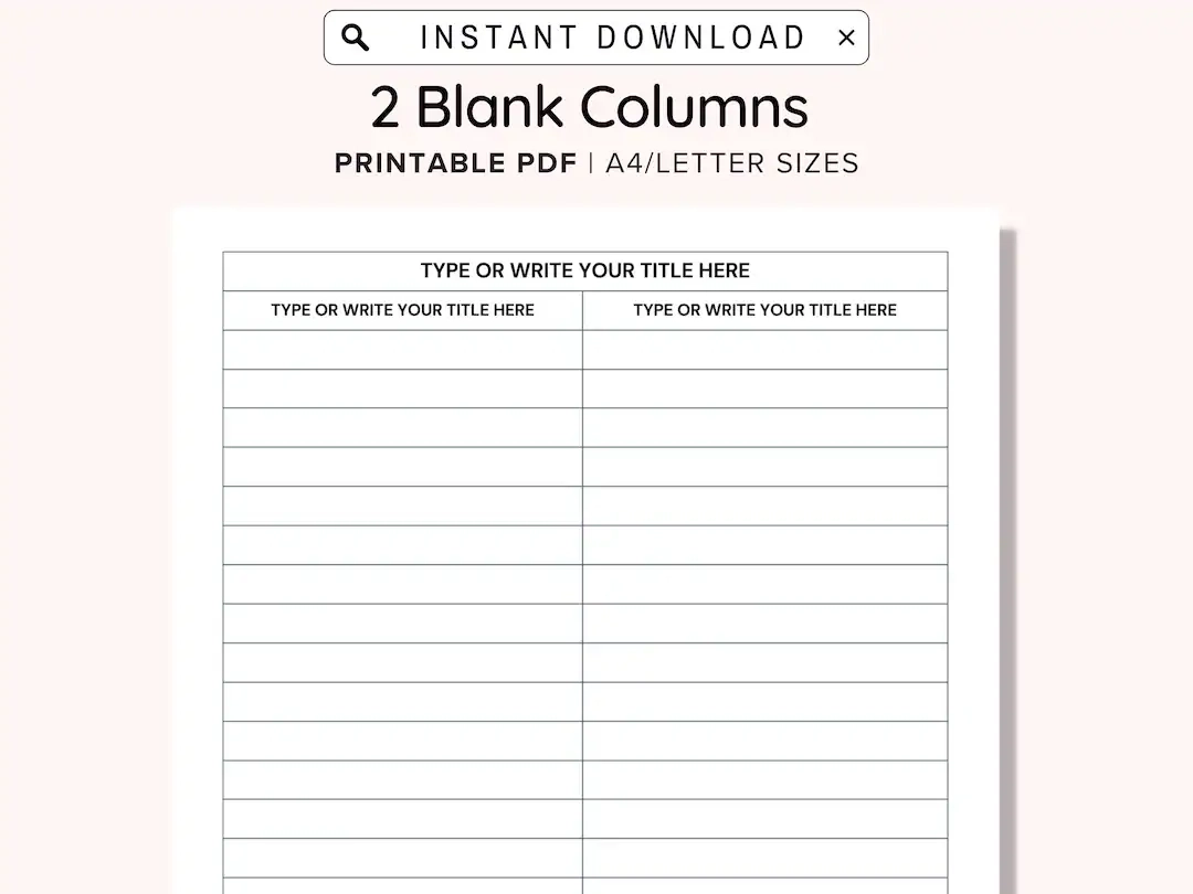 Blank 2 Column Printable