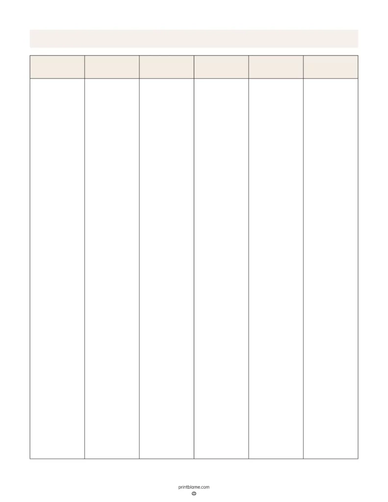 Printable Form With Blank Columns