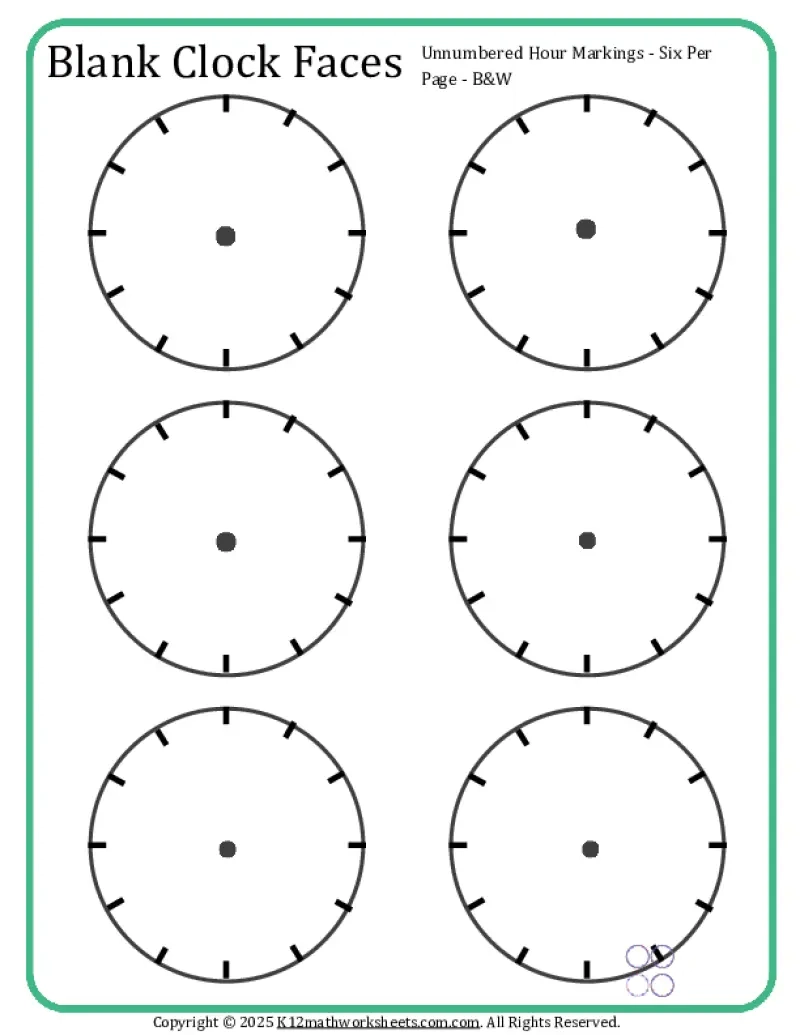 Printable Blank Clock Face Templates