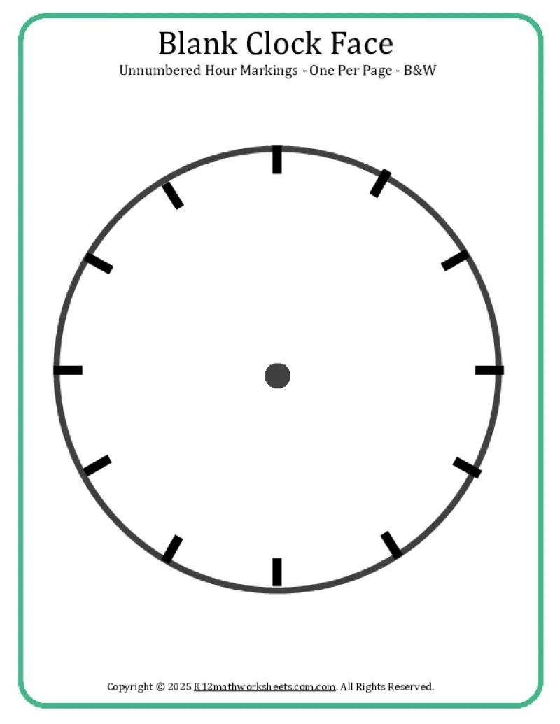 Printable Blank Clock Full Page