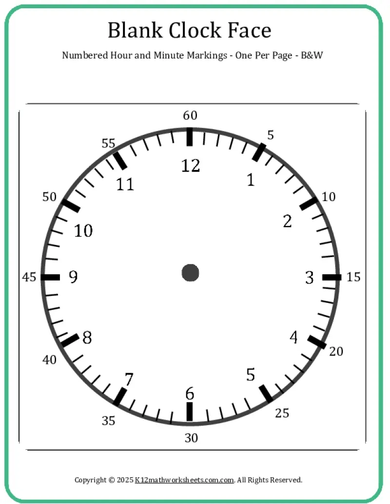 Printable Blank Clock Face Templates