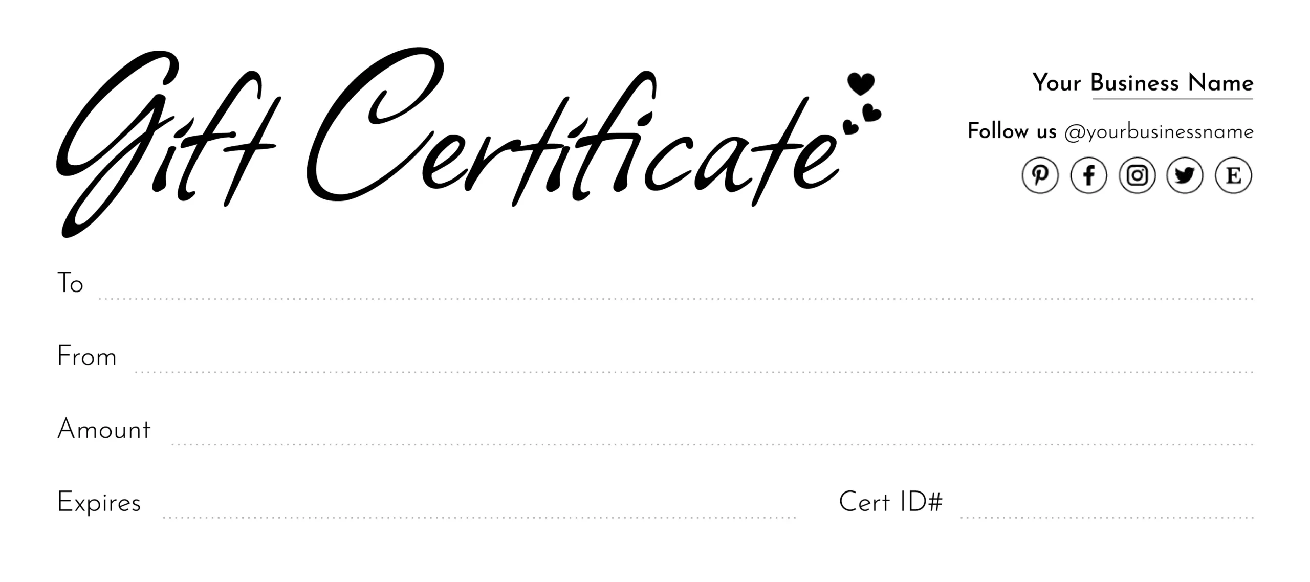 Blank Printable Gift Certificate